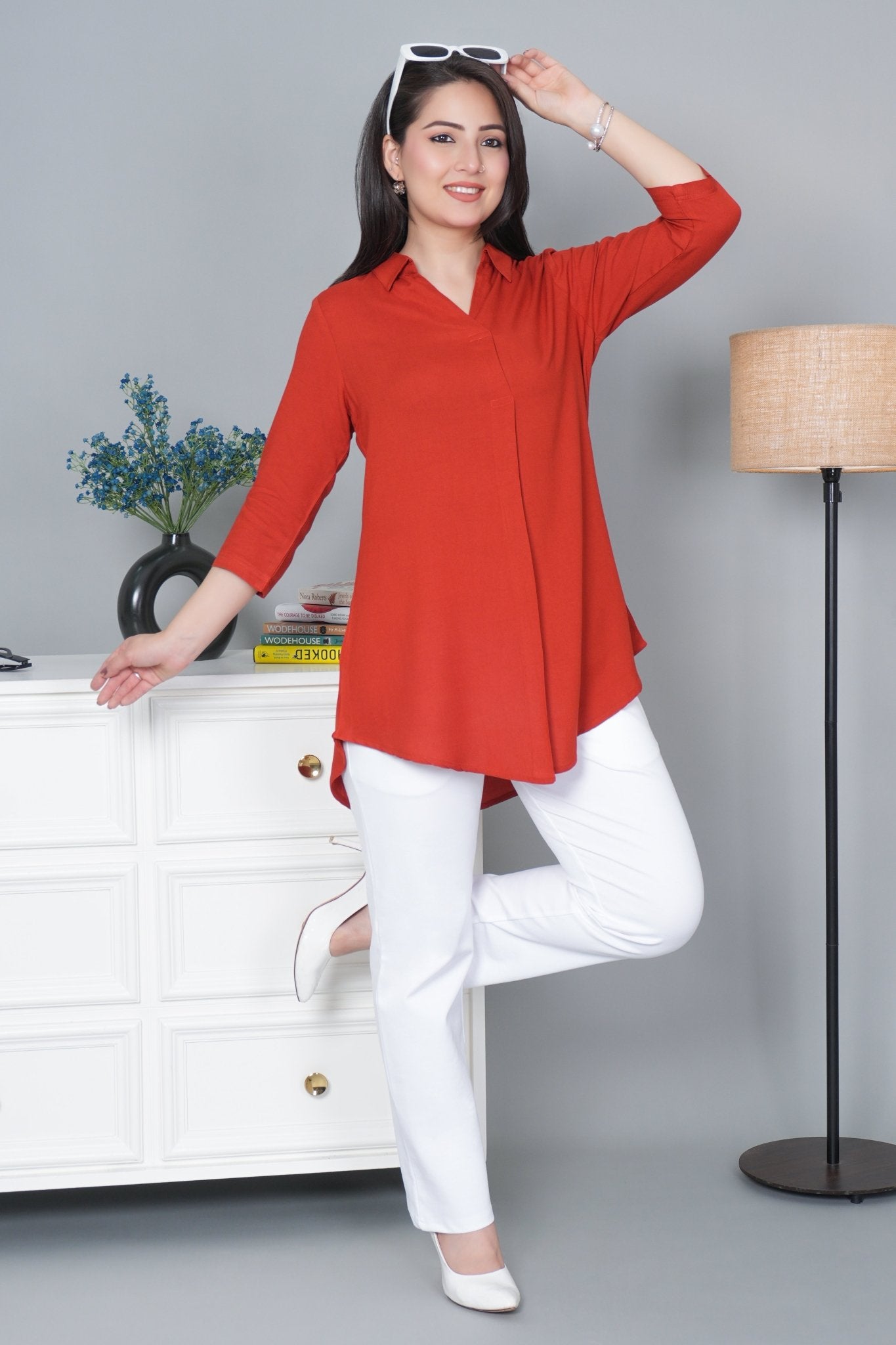 Rust rayon flare top [ 100% Rayon, Liva Certified ] - Rayon flare top