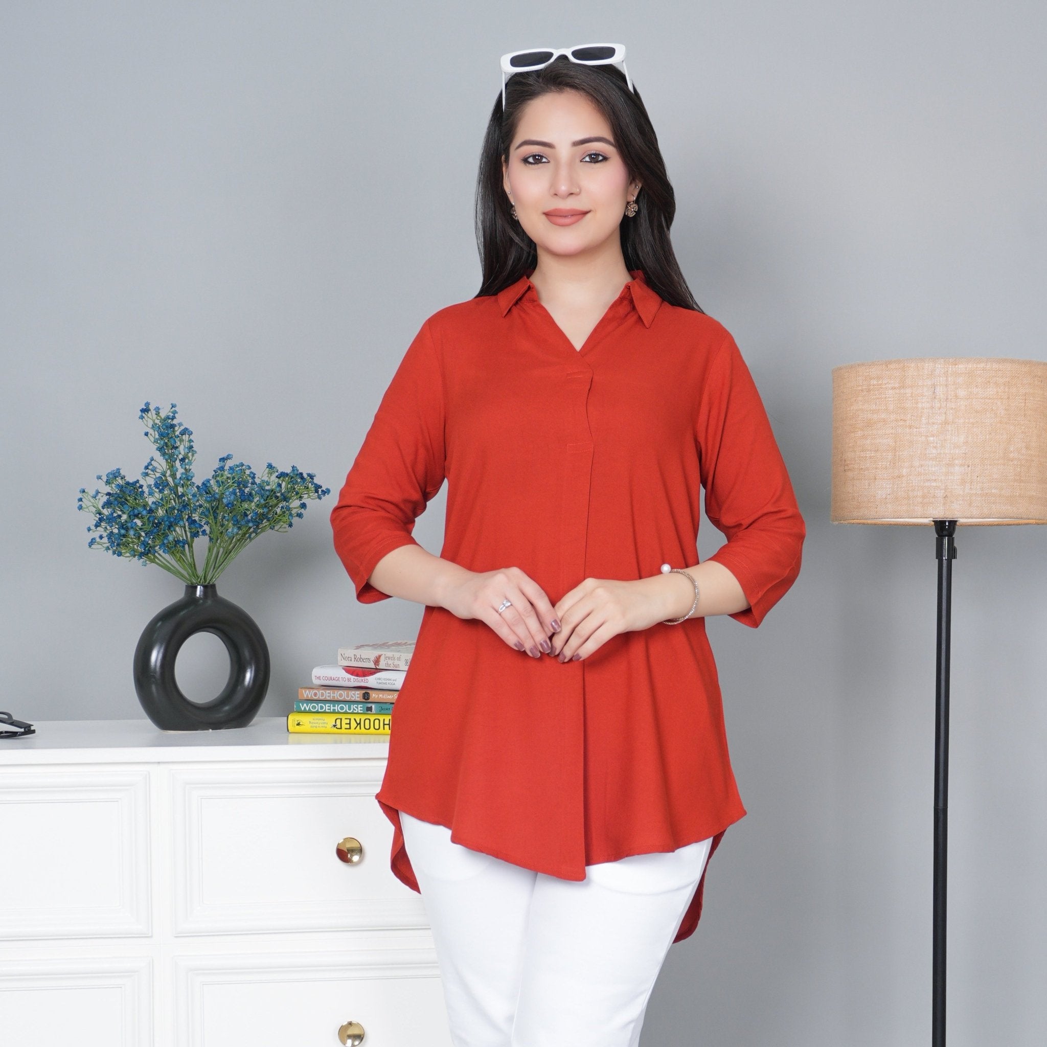 Rust rayon flare top [ 100% Rayon, Liva Certified ] - Rayon flare top