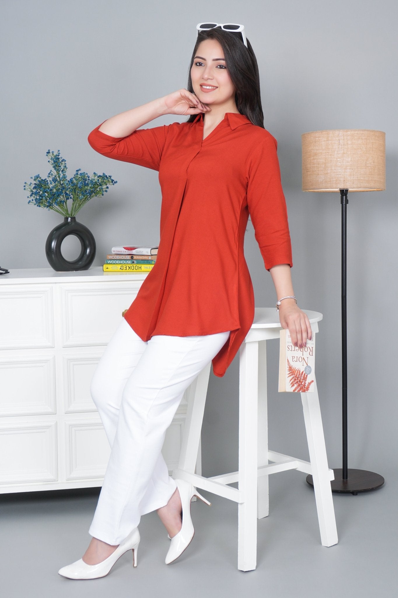 Rust rayon flare top [ 100% Rayon, Liva Certified ] - Rayon flare top