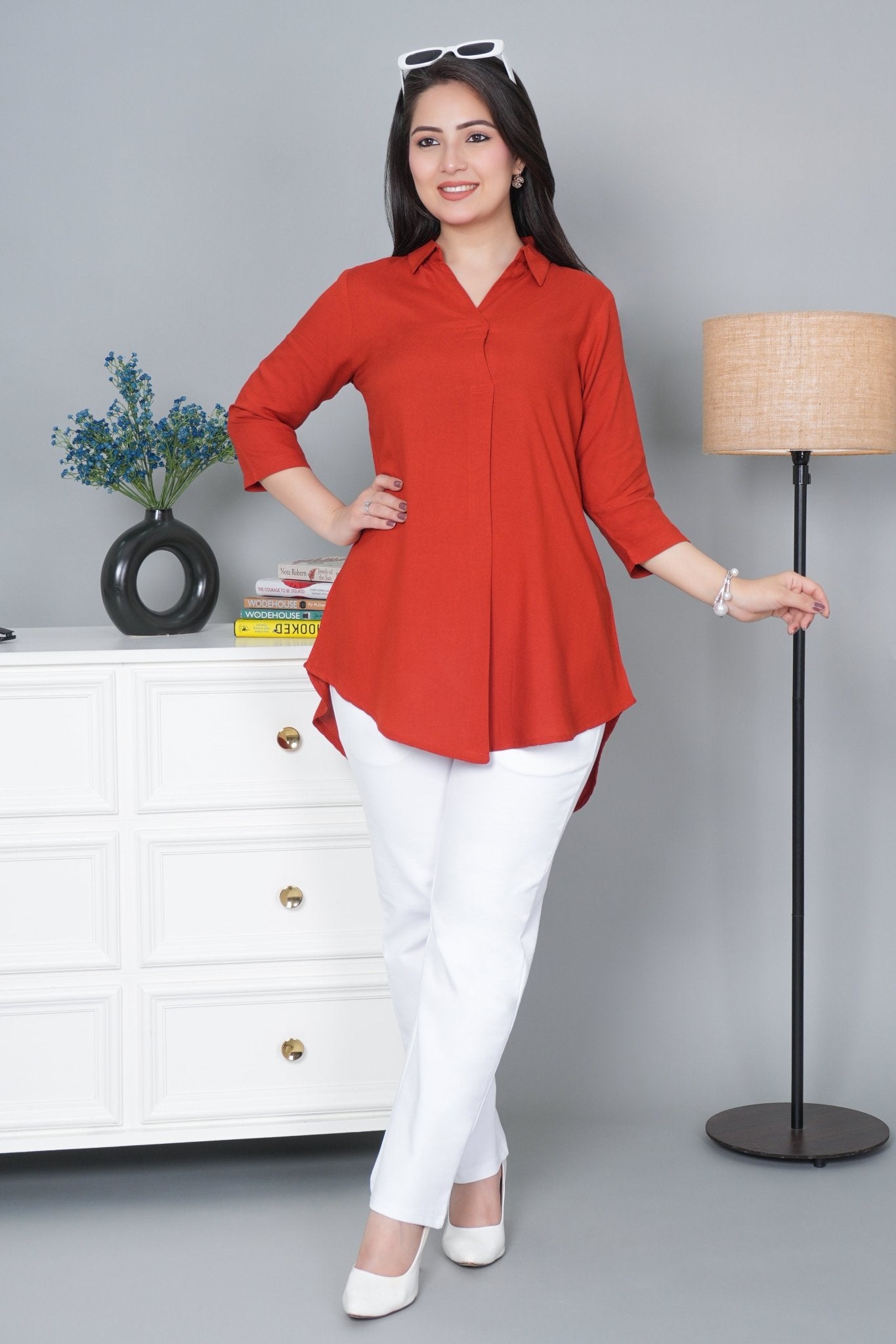 Rust rayon flare top [ 100% Rayon, Liva Certified ] - Rayon flare top