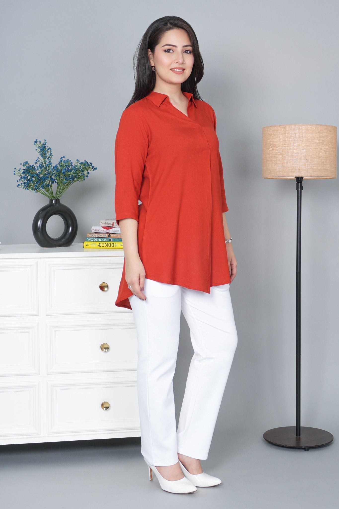 Rust rayon flare top [ 100% Rayon, Liva Certified ] - Rayon flare top