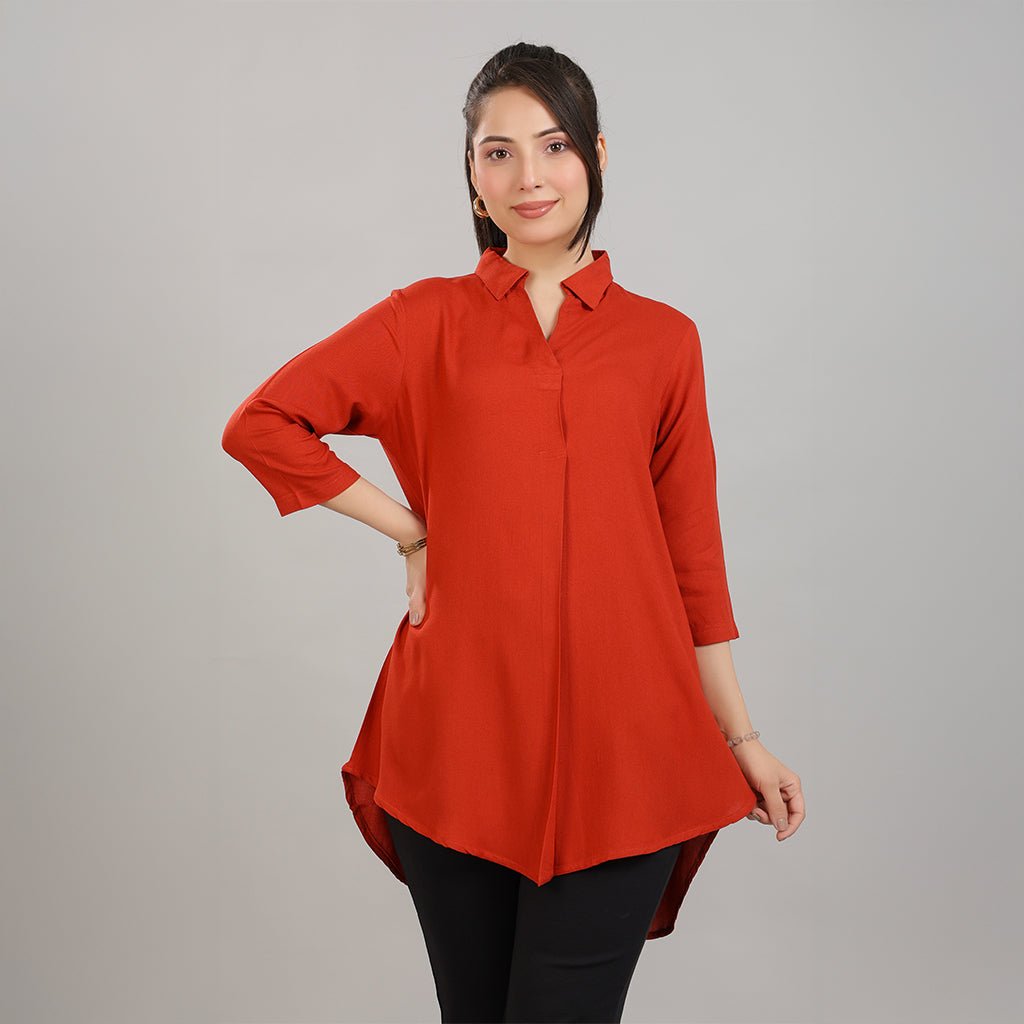 Rust rayon flare top [ Premium 100% Rayon, Liva Certified ] -Rayon flare top