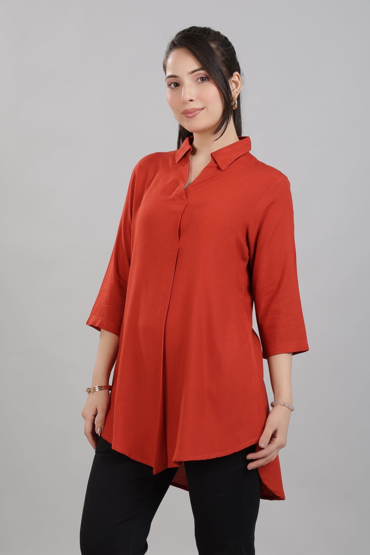 Rust rayon flare top [ Premium 100% Rayon, Liva Certified ] -Rayon flare top