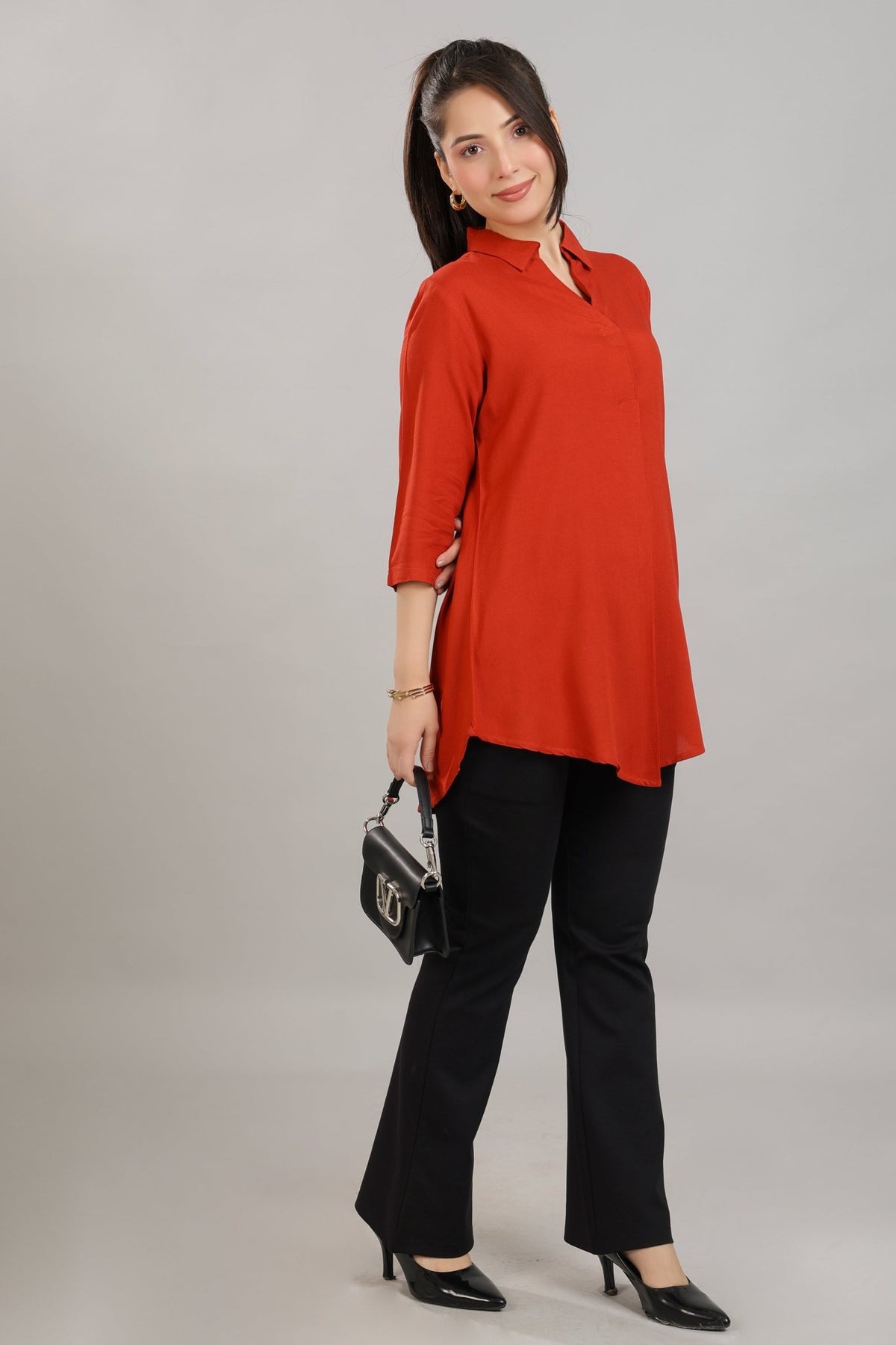 Rust rayon flare top [ Premium 100% Rayon, Liva Certified ] -Rayon flare top