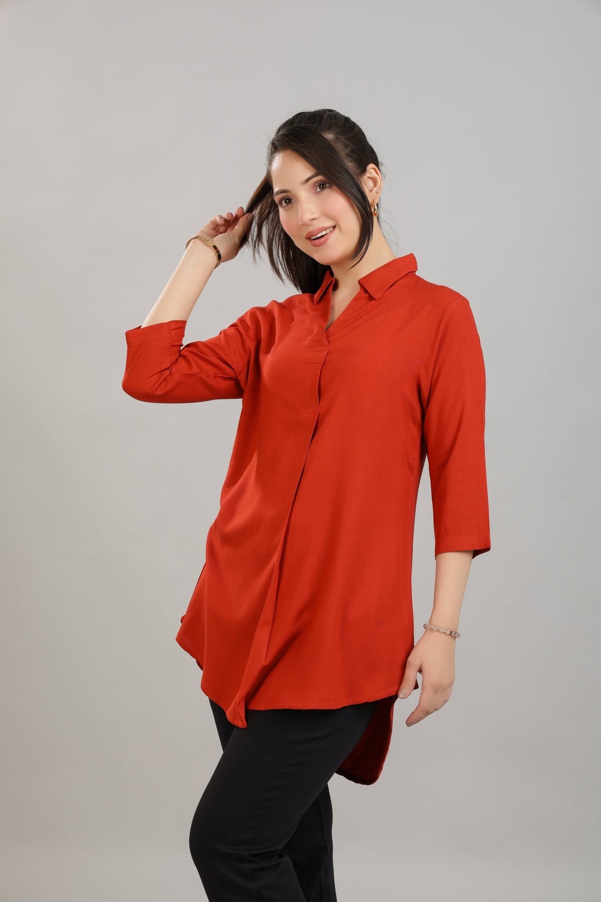 Rust rayon flare top [ Premium 100% Rayon, Liva Certified ] -Rayon flare top