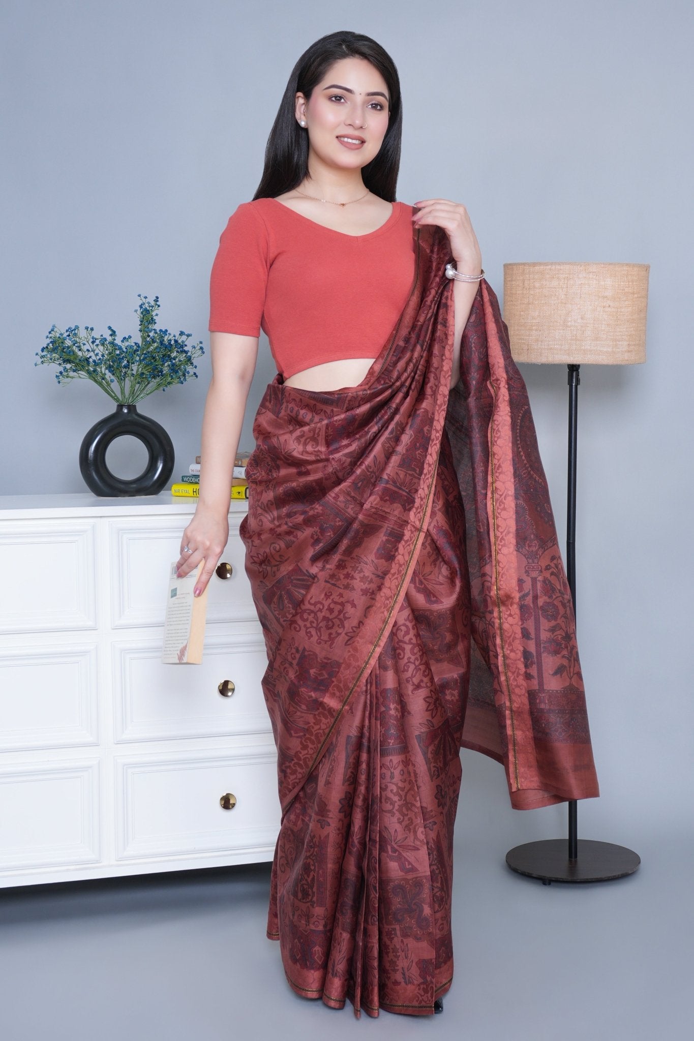 Rust Rib Blouse [ 100% USA HQ Cotton, 280 GSM non transparent fabric ] - Rib blouse