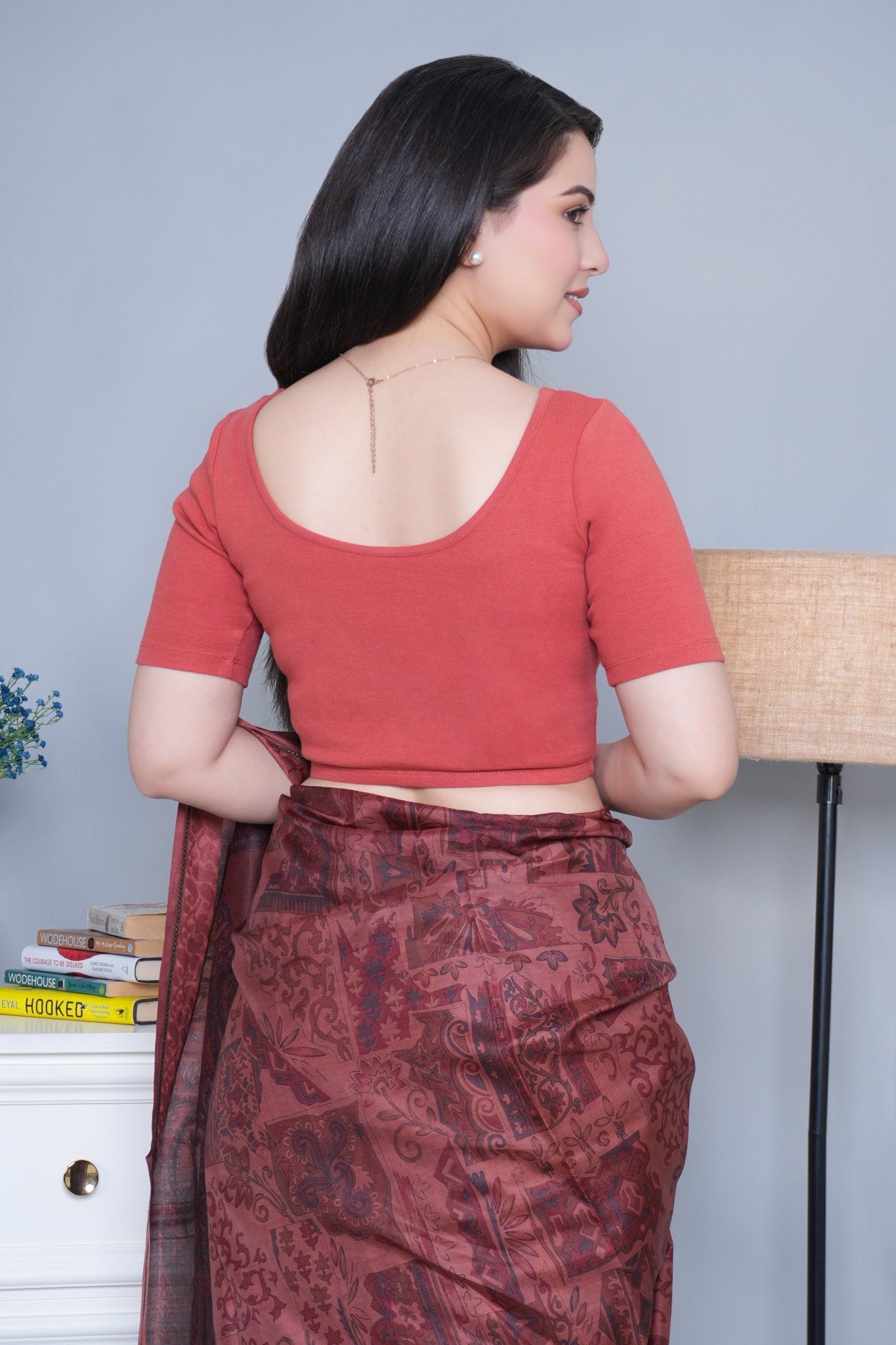 Rust Rib Blouse [ 100% USA HQ Cotton, 280 GSM non transparent fabric ] - Rib blouse