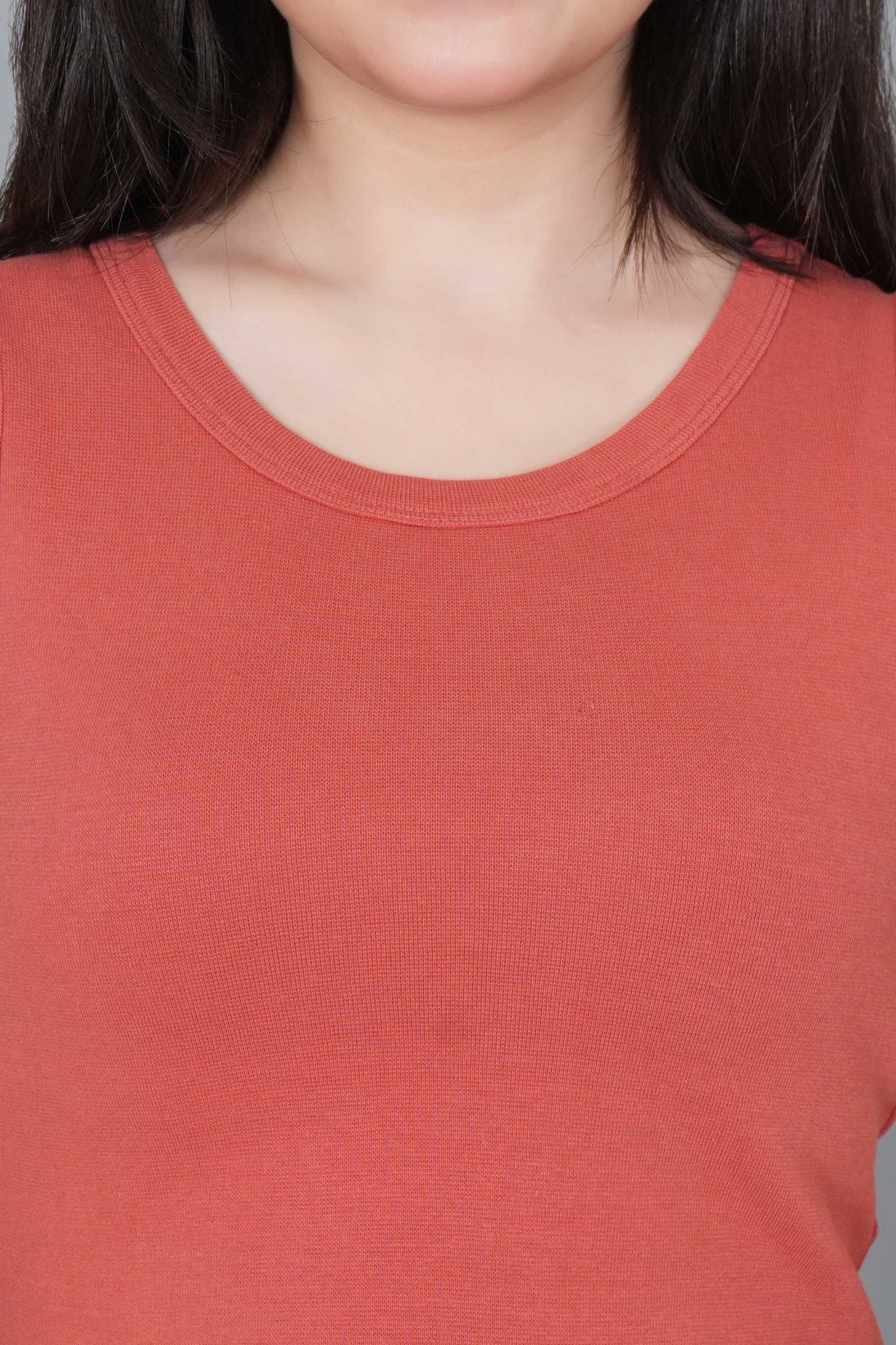 Rust Rib Crop Blouse [ 100% USA HQ Cotton, 280 GSM non transparent fabric ] - Rib crop blouse