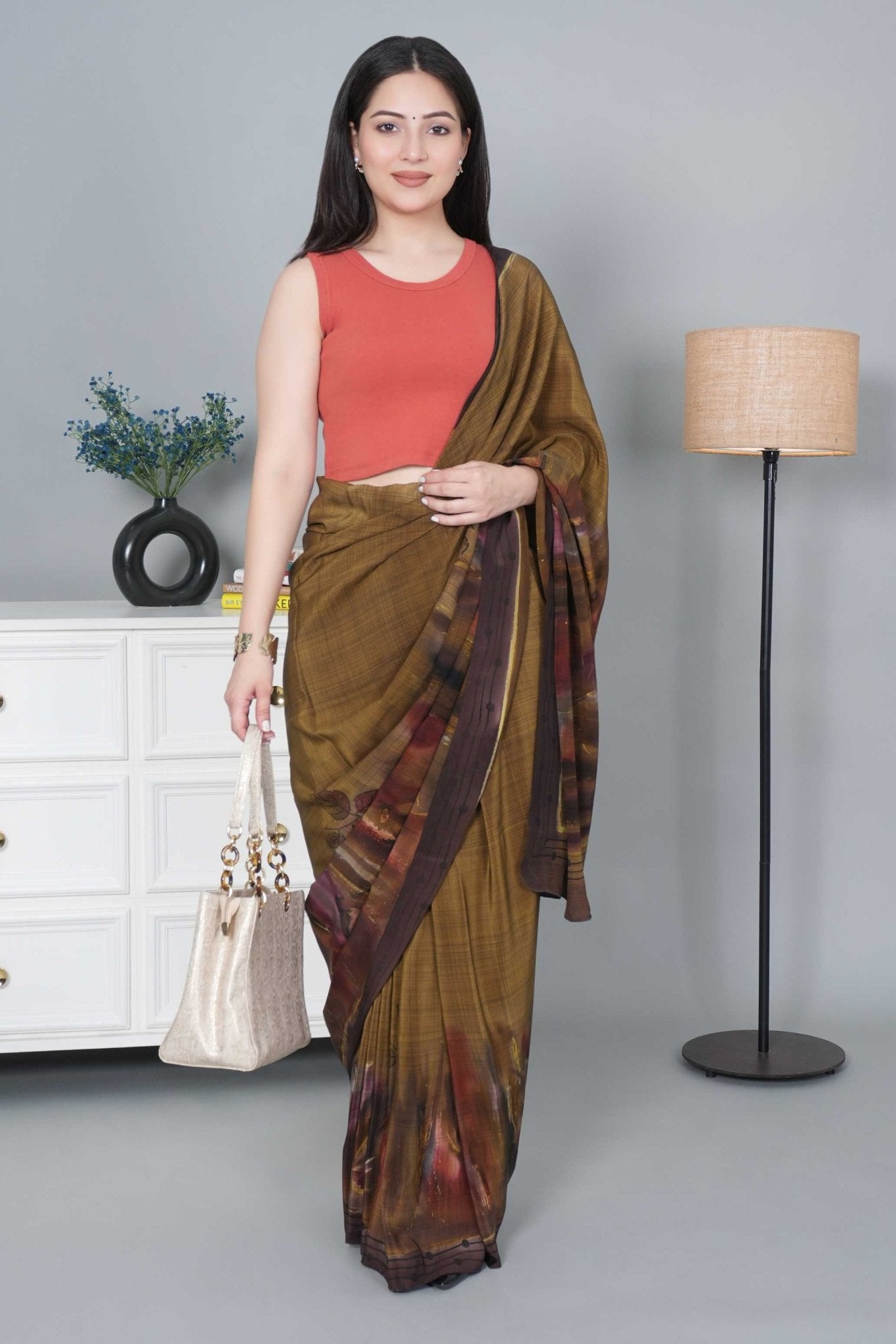 Rust Rib Crop Blouse [ 100% USA HQ Cotton, 280 GSM non transparent fabric ] - Rib crop blouse