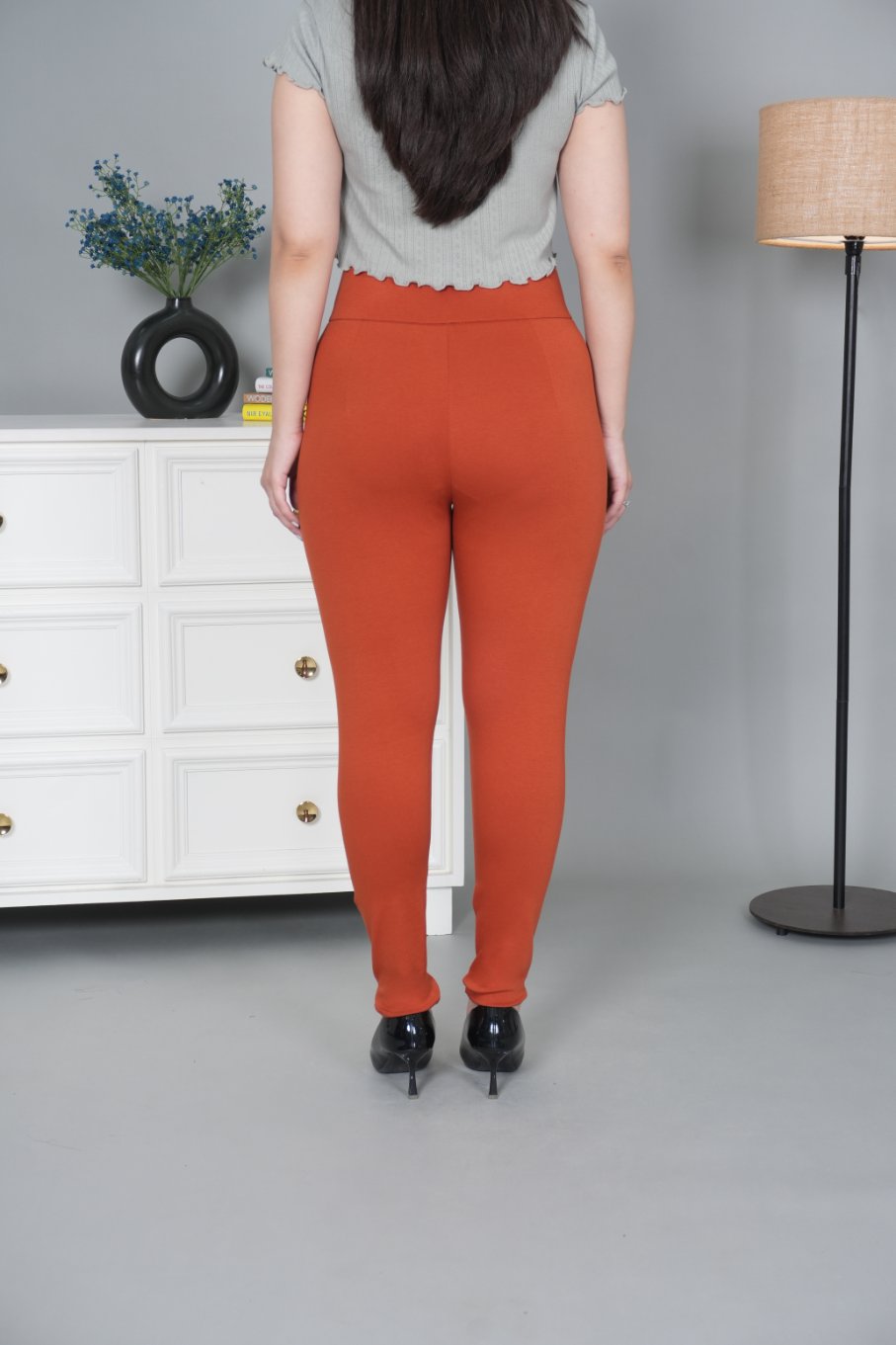 Rust stretchable biowash USA HQ cotton jegging pant with superior elastic belt. - Milano jegging pants
