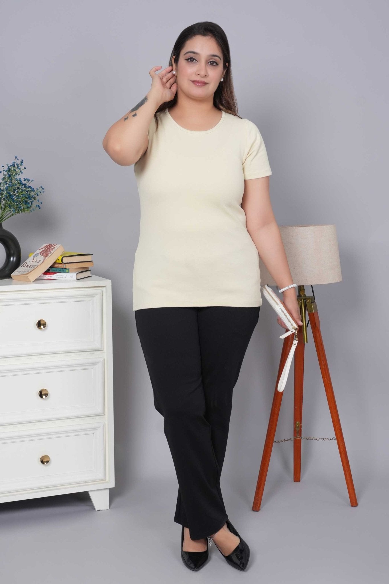 Sage green Rib T Shirt [ 100% USA HQ Cotton, 280 GSM non transparent fabric ] - Rib t shirt