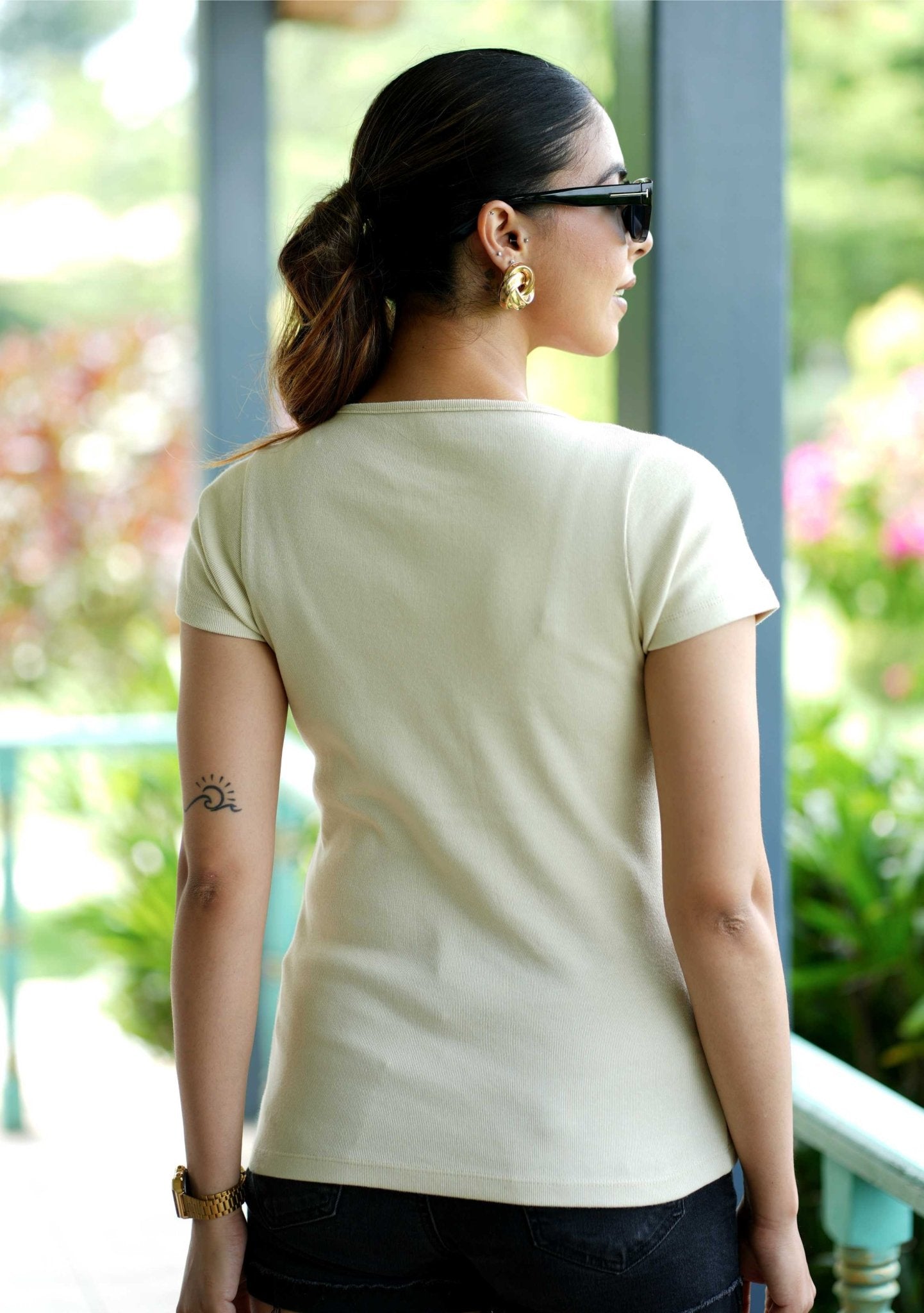 Sage green Rib T Shirt [ 100% USA HQ Cotton, 280 GSM non transparent fabric ] - Rib t shirt