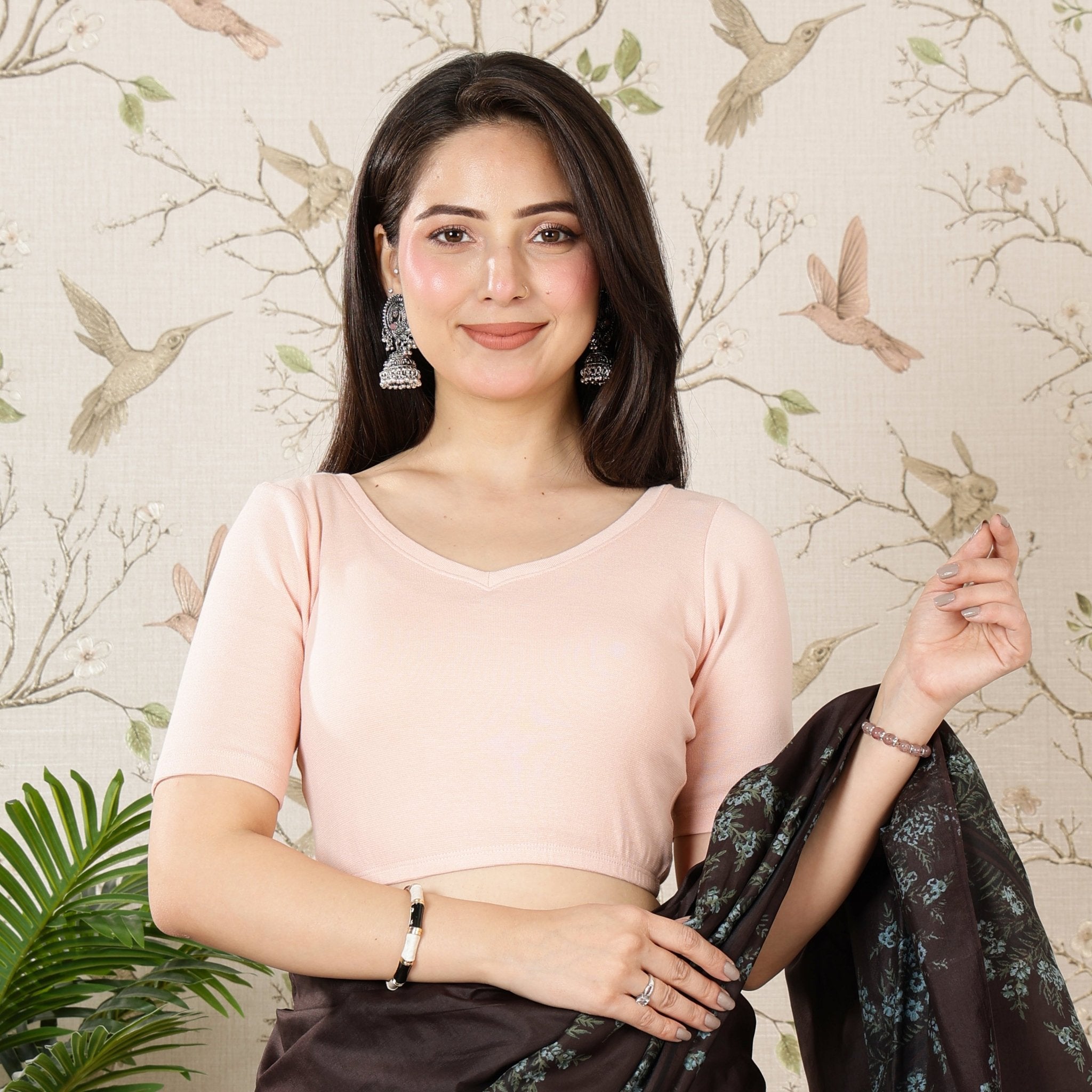 Salmon Pink Rib Blouse [ 100% USA HQ Cotton, 280 GSM non transparent fabric ] -Rib blouse