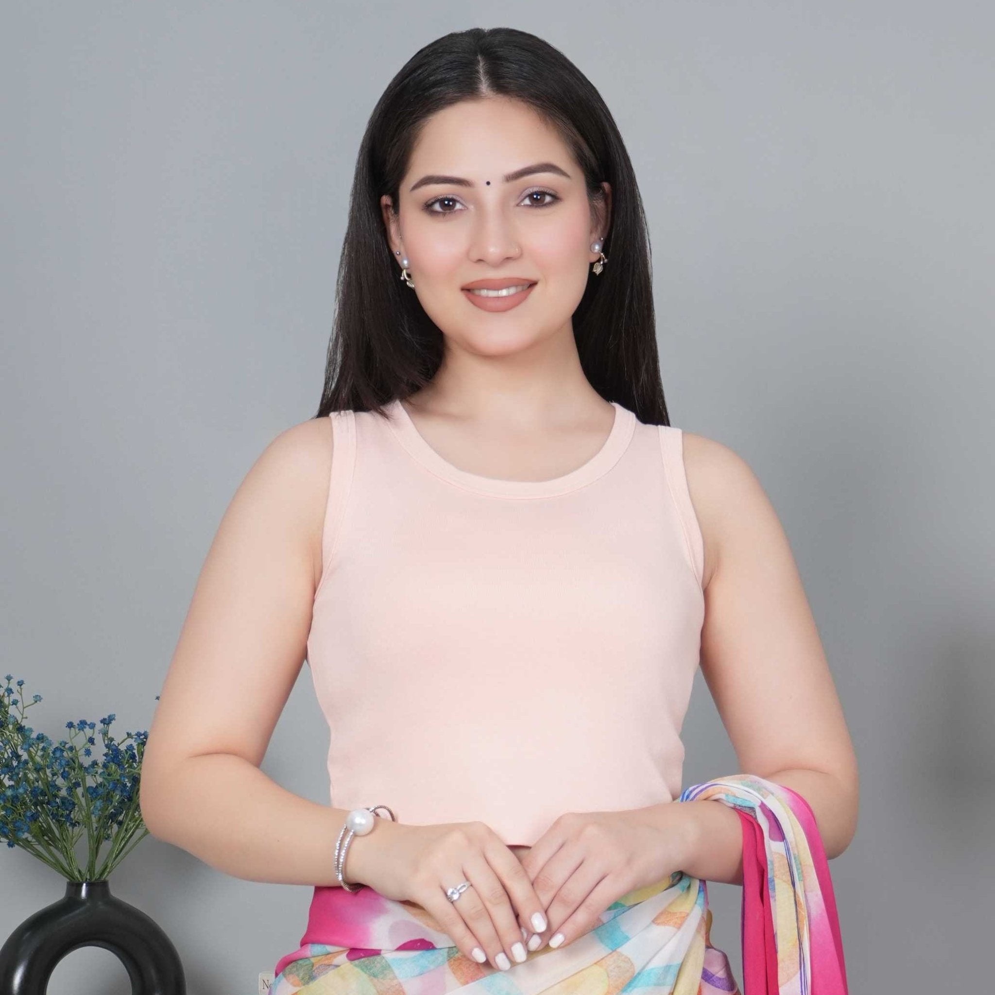 Salmon pink Rib Crop Blouse [ 100% USA HQ Cotton, 280 GSM non transparent fabric ] - Rib crop blouse