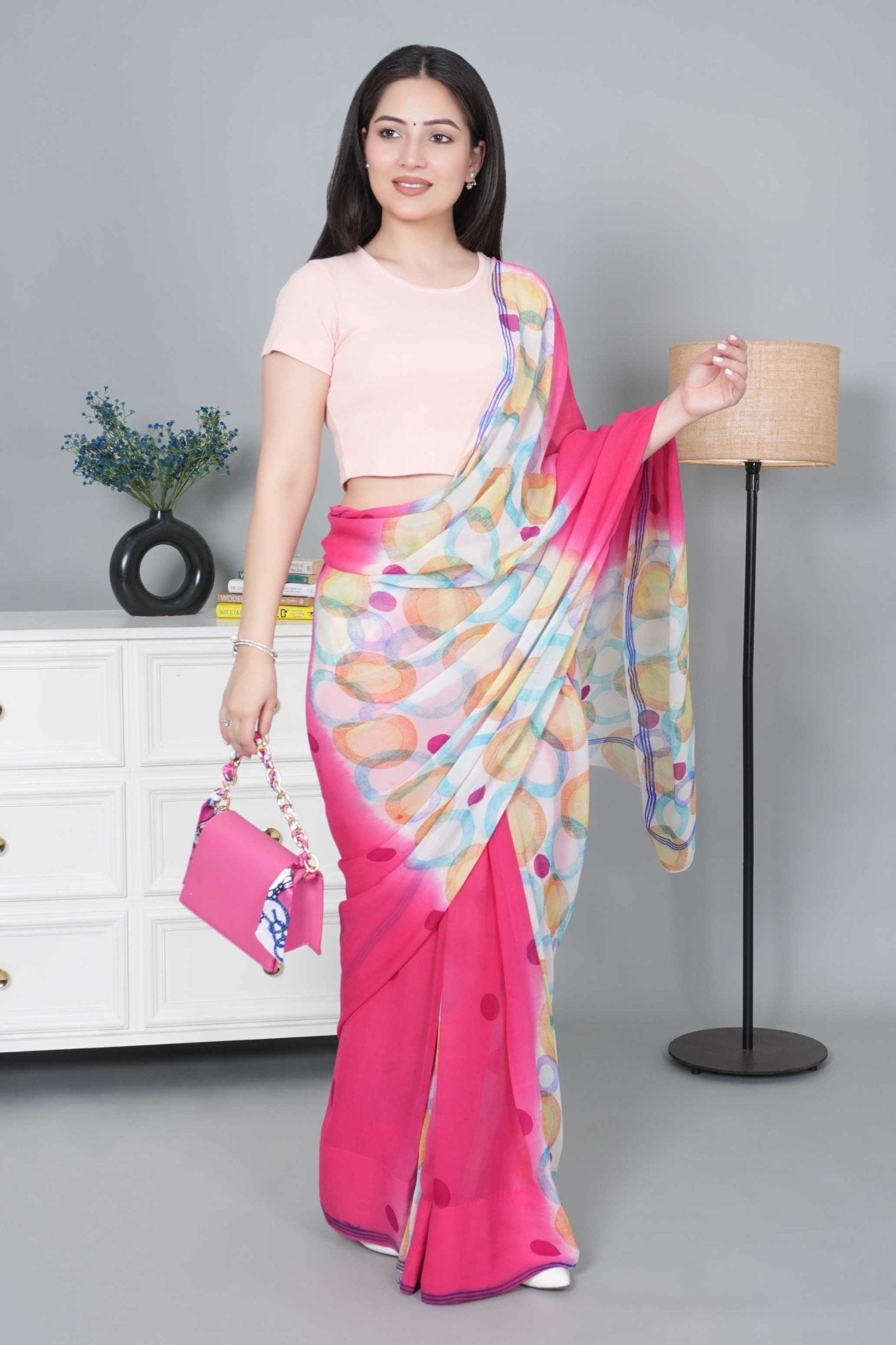 Salmon pink Rib Crop Tshirt Blouse [ 100% USA HQ Cotton, 280 GSM non transparent fabric ] - Rib crop tshirt blouse