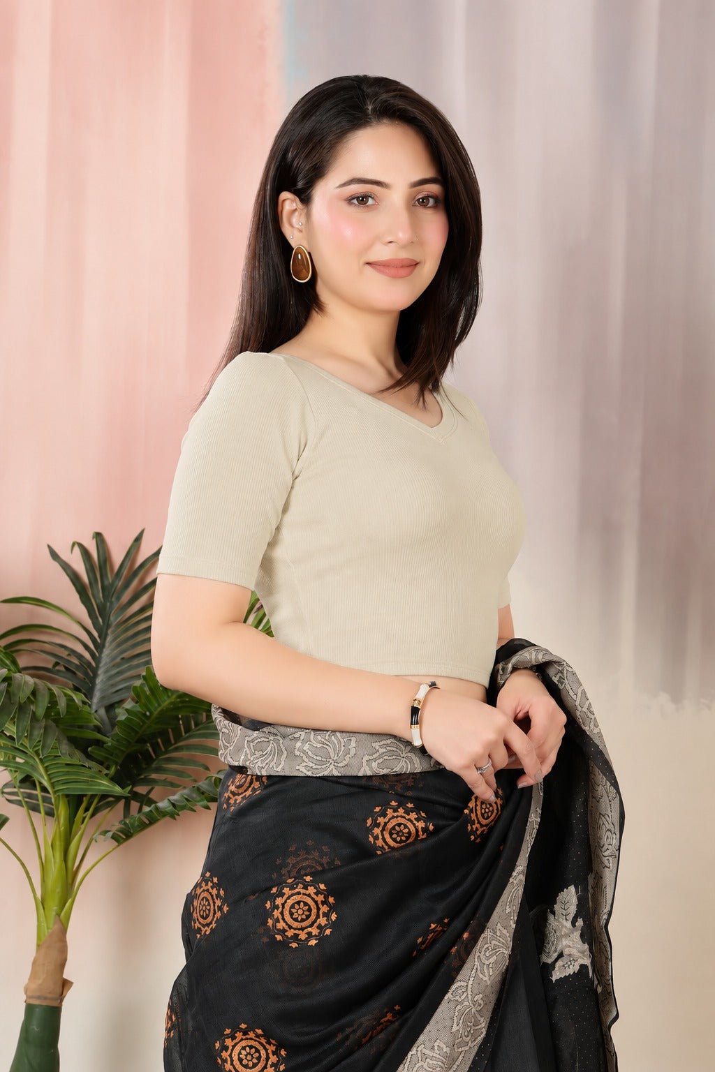 Sand Rib Blouse [ 100% USA HQ Cotton, 280 GSM non transparent fabric ] -Rib blouse