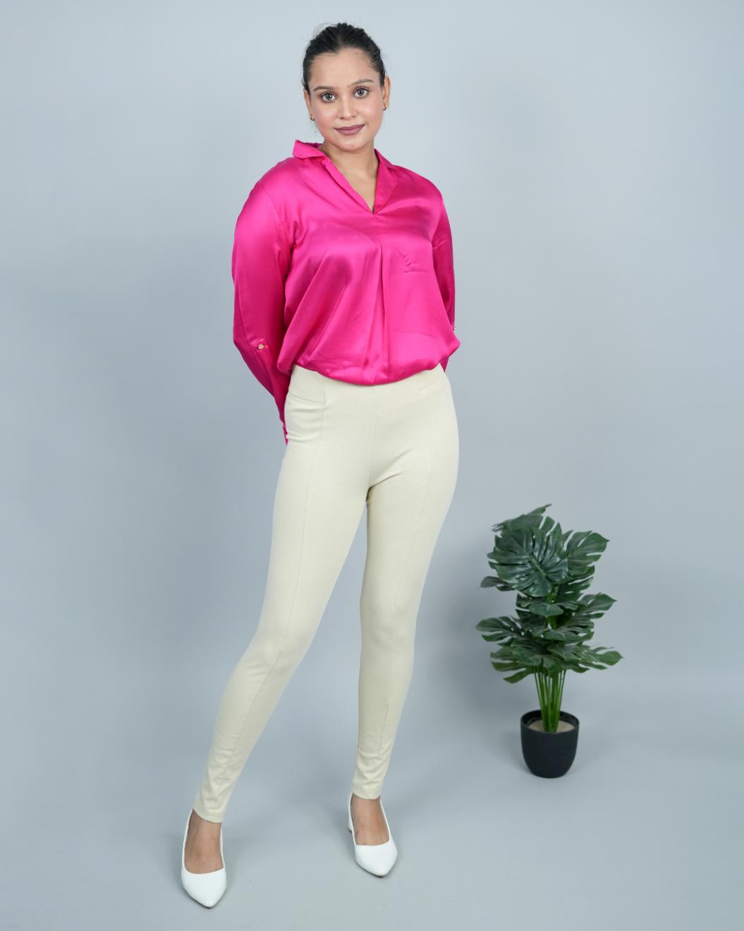 Sand stretchable biowash cotton jegging pant with superior elastic belt. - Milano jegging pants