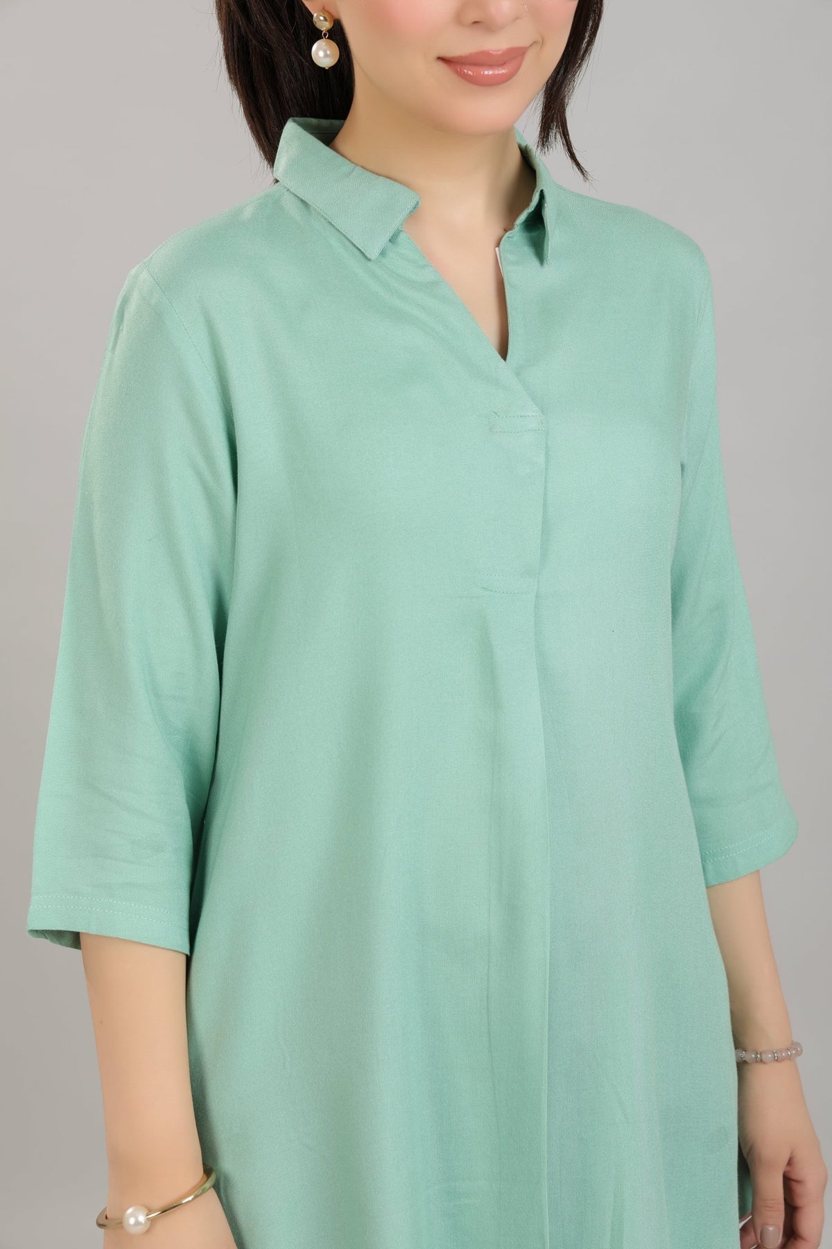 Sea green rayon flare top [ 100% Rayon, Liva Certified ] -Rayon flare top