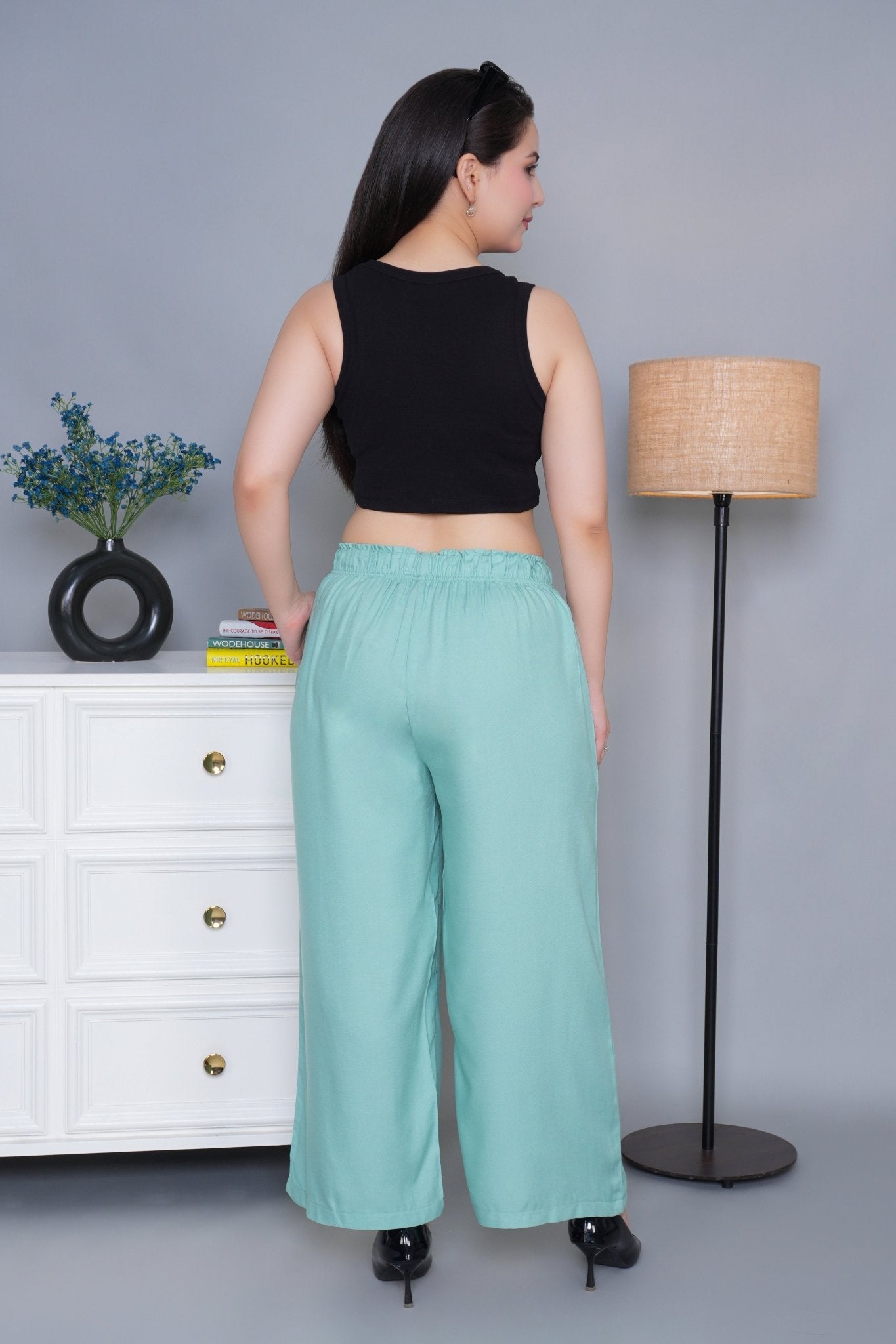 Sea green rayon palazzo [ 100% Rayon, Liva Certified ] - Palazzo