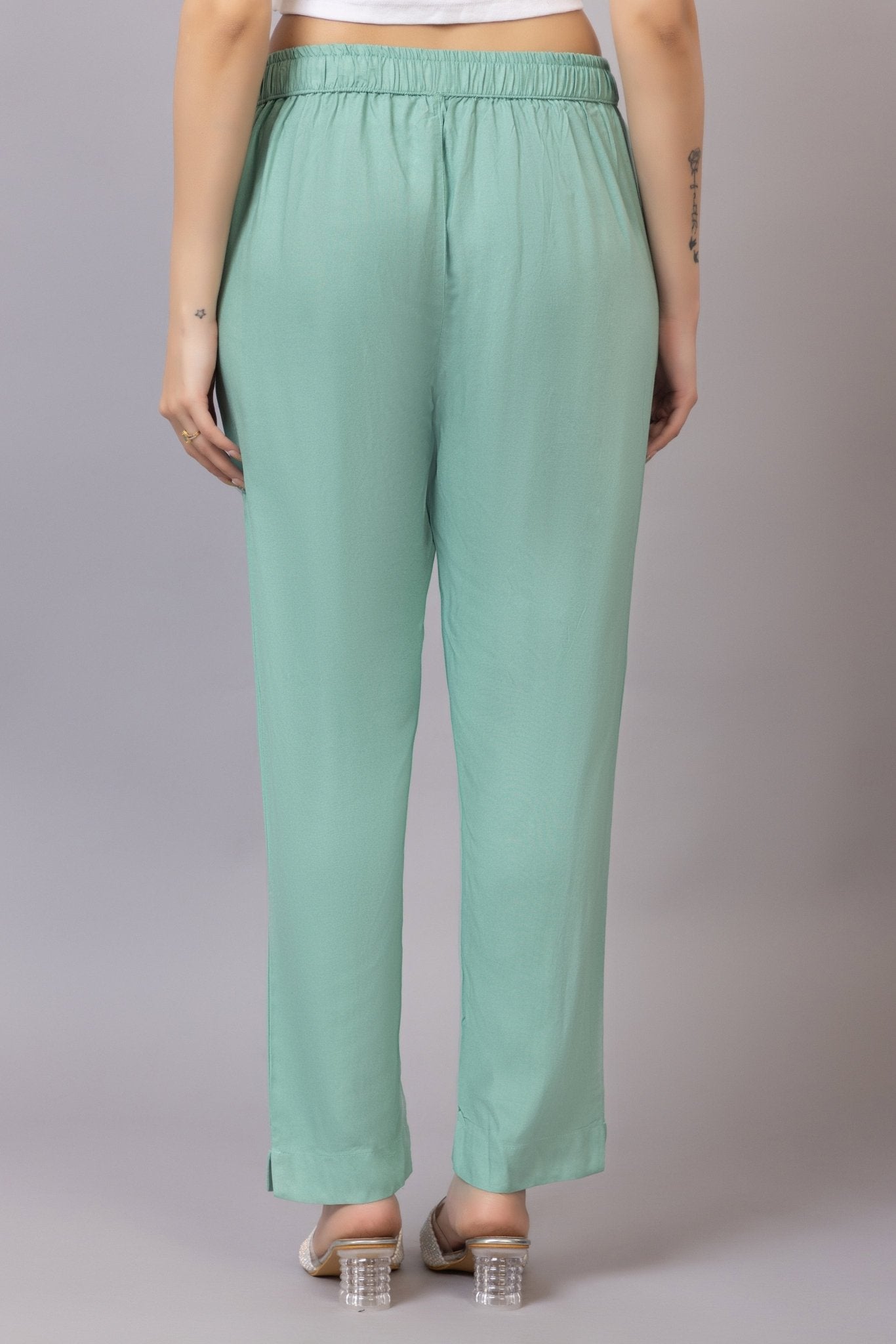 Sea green rayon pant [ 100% Rayon, Liva Certified ] - Rayon pants