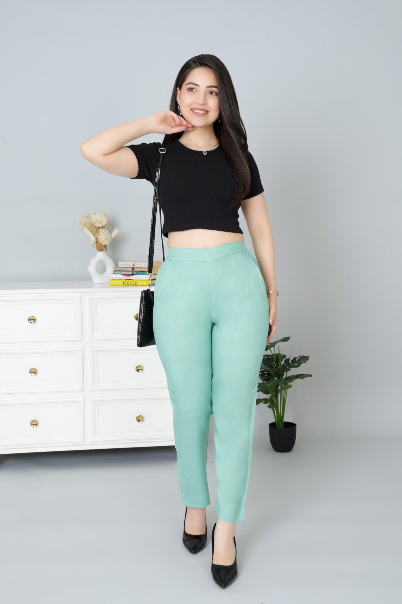 Sea green rayon pant [ 100% Rayon, Liva Certified ] - Rayon pants