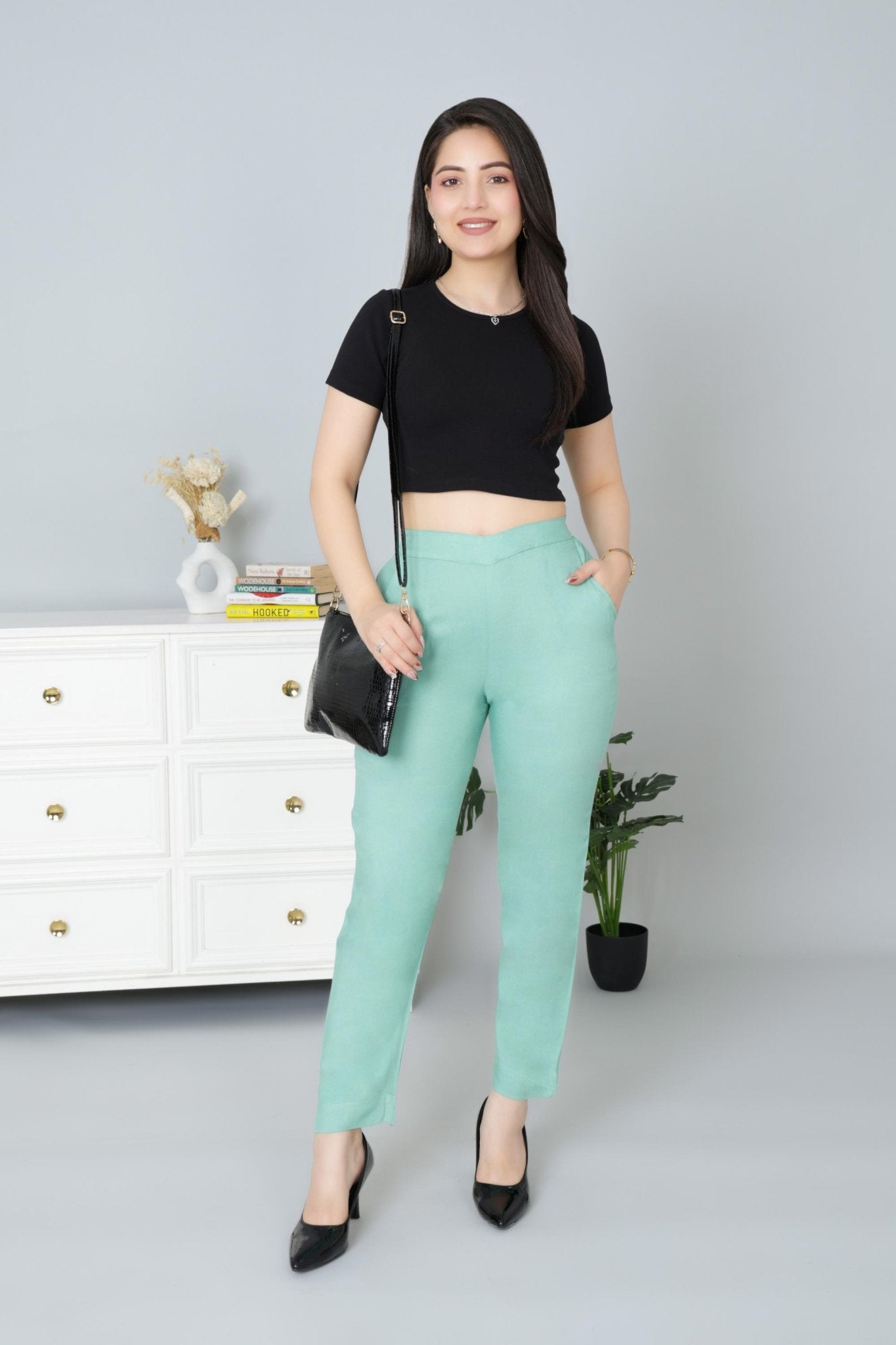 Sea green rayon pant [ 100% Rayon, Liva Certified ] - Rayon pants
