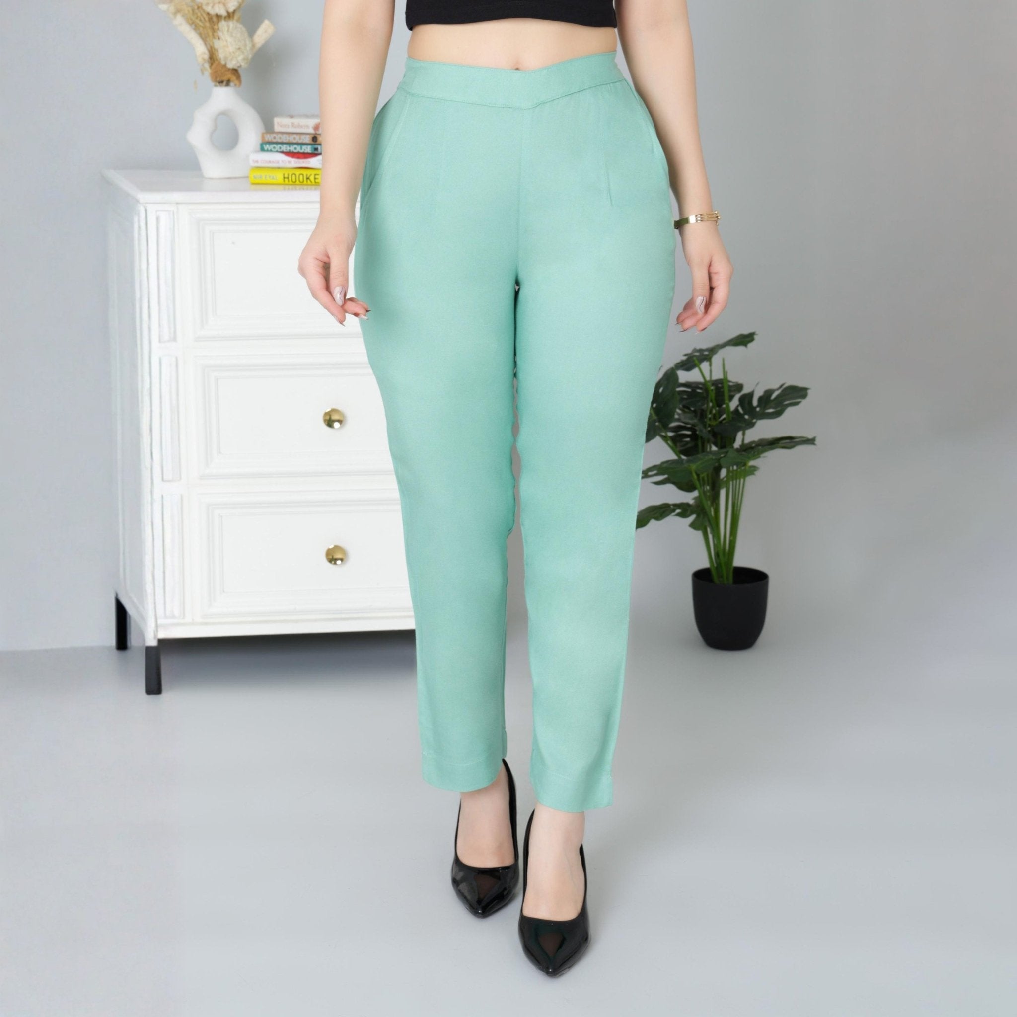 Sea green rayon pant [ 100% Rayon, Liva Certified ] - Rayon pants