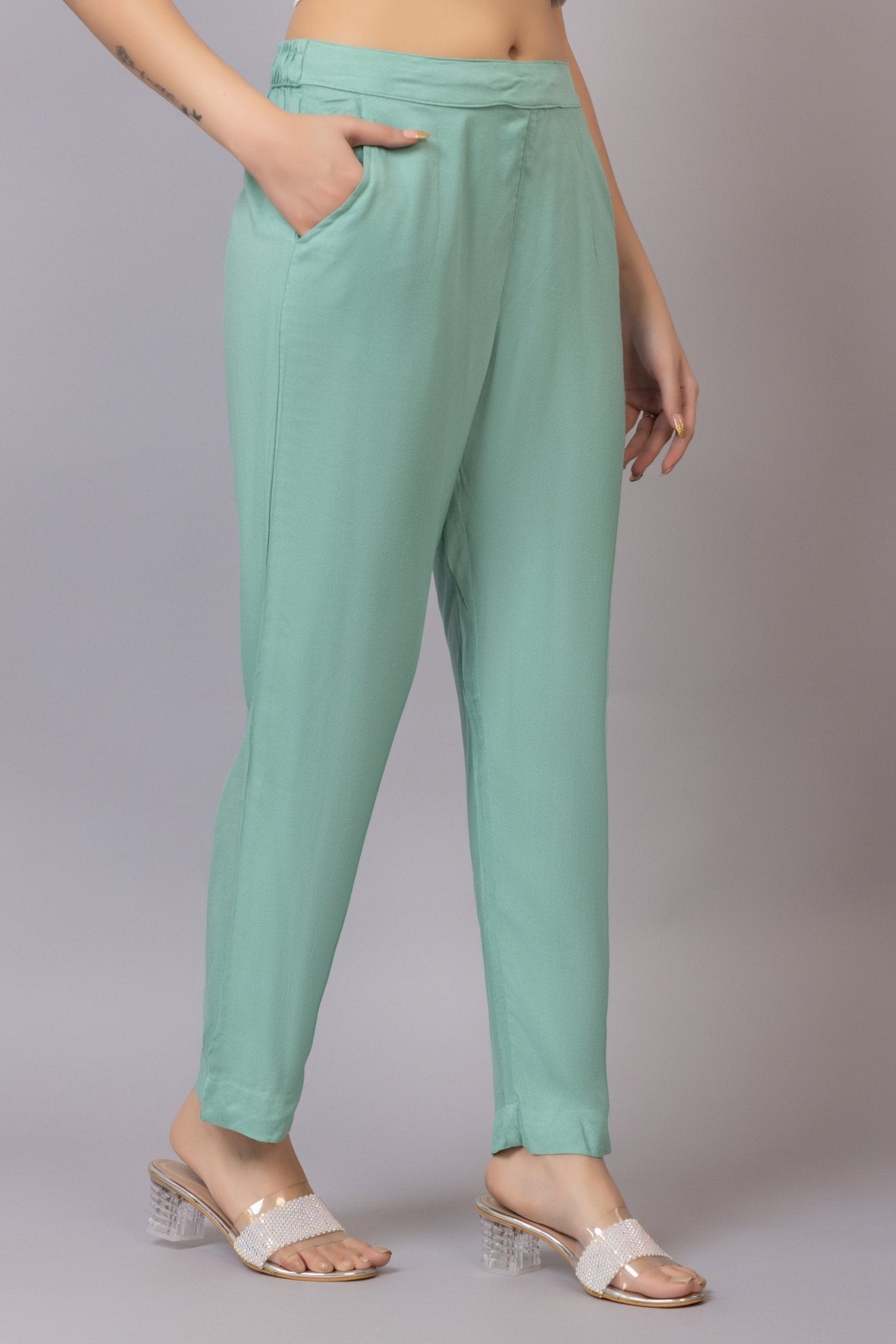 Sea green rayon pant [ 100% Rayon, Liva Certified ] - Rayon pants