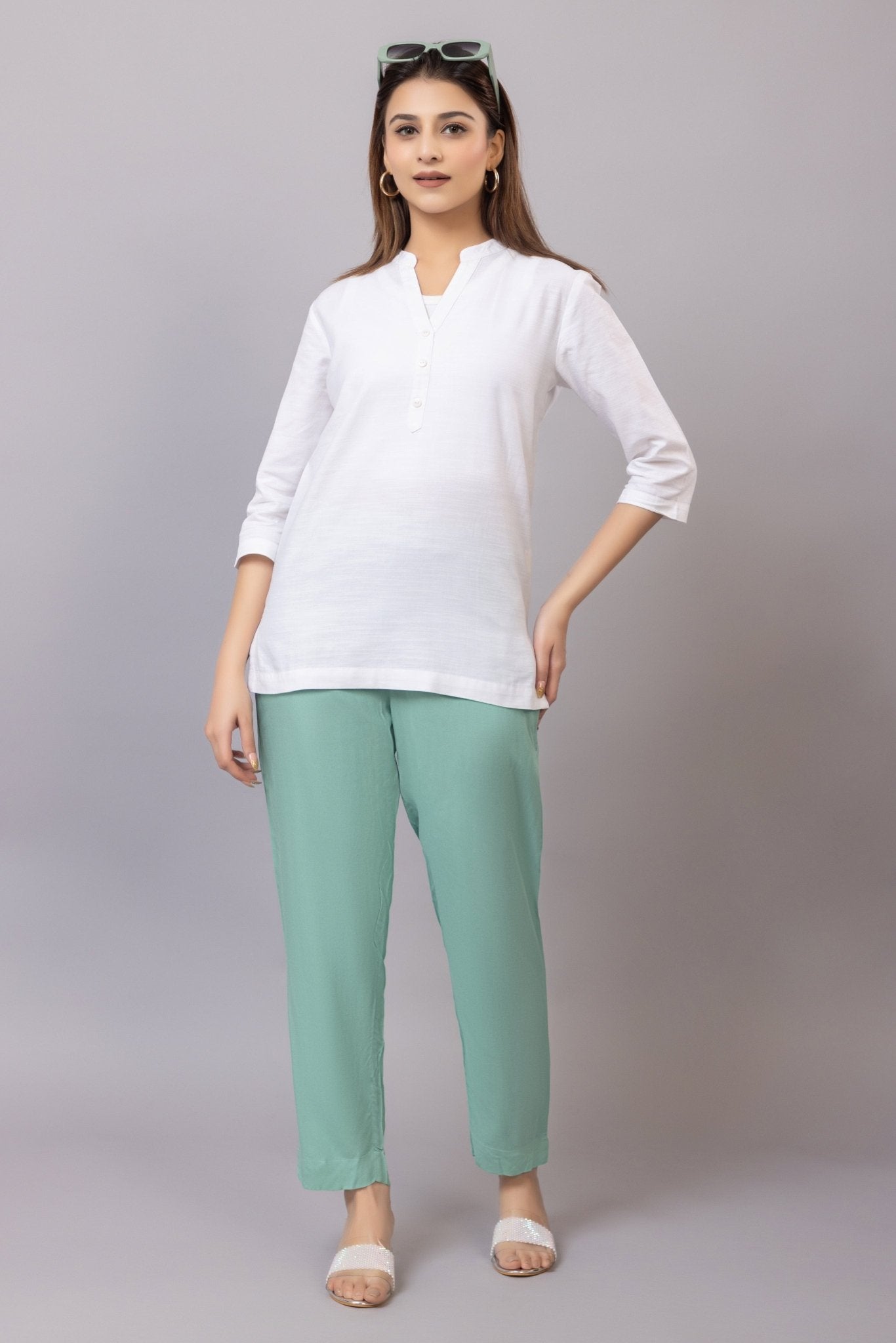 Sea green rayon pant [ 100% Rayon, Liva Certified ] - Rayon pants