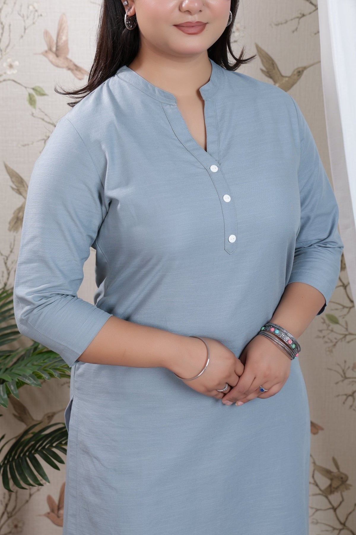 Showergrey Linen Long kurta -Long kurta