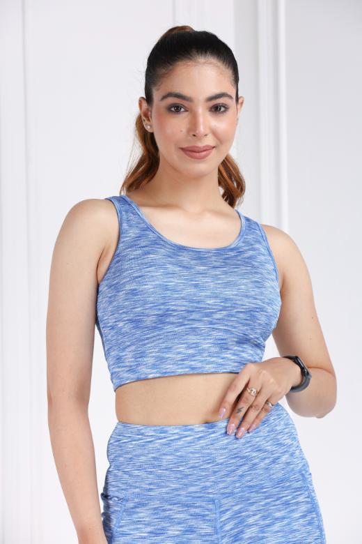 Skyblue Melange All Day Mid Impact Luxury Active Bra - Active bra