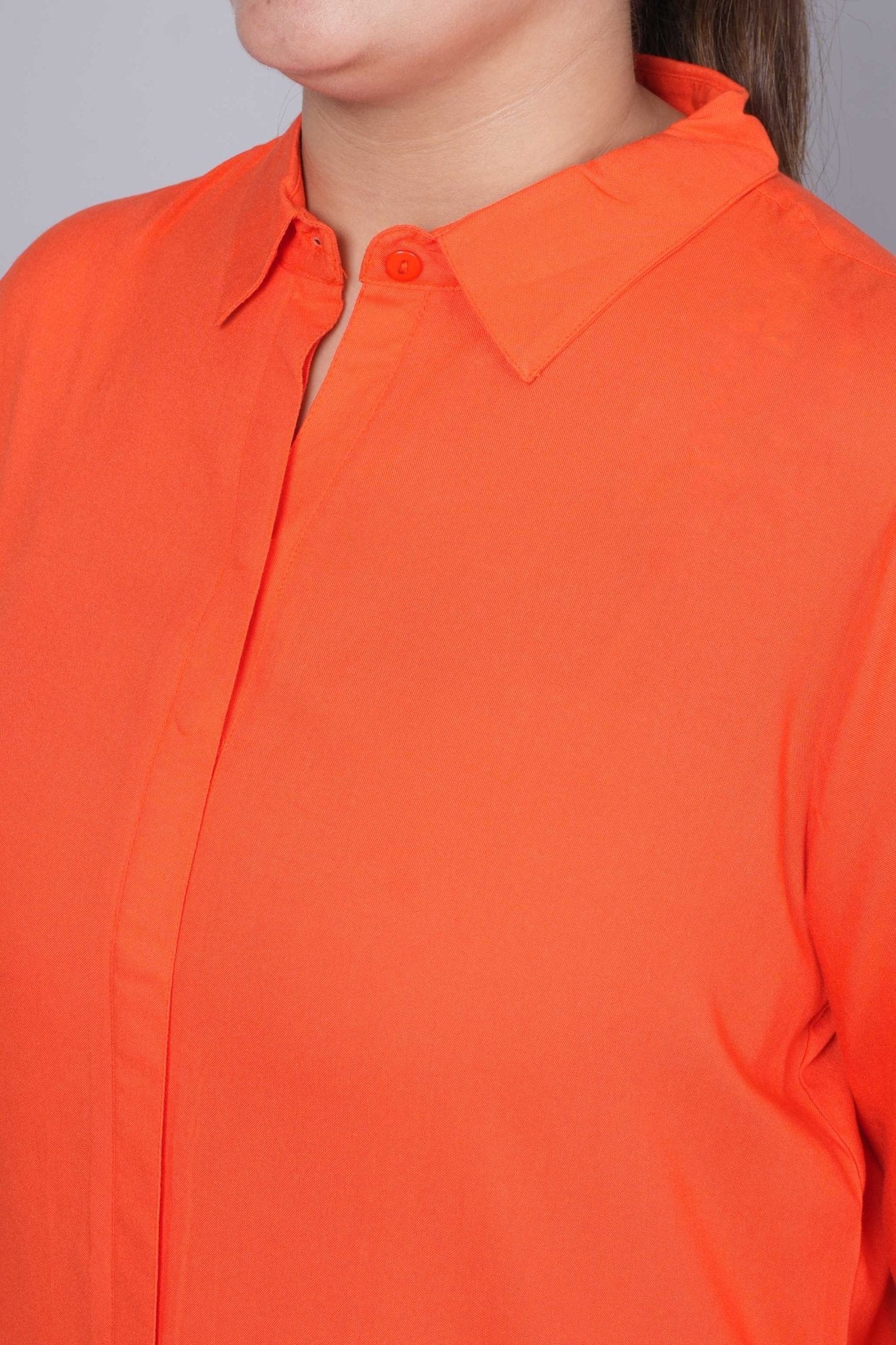 Spicy orange long hemline shirt [ 100% Rayon, Liva Certified ] - Long hemline shirt