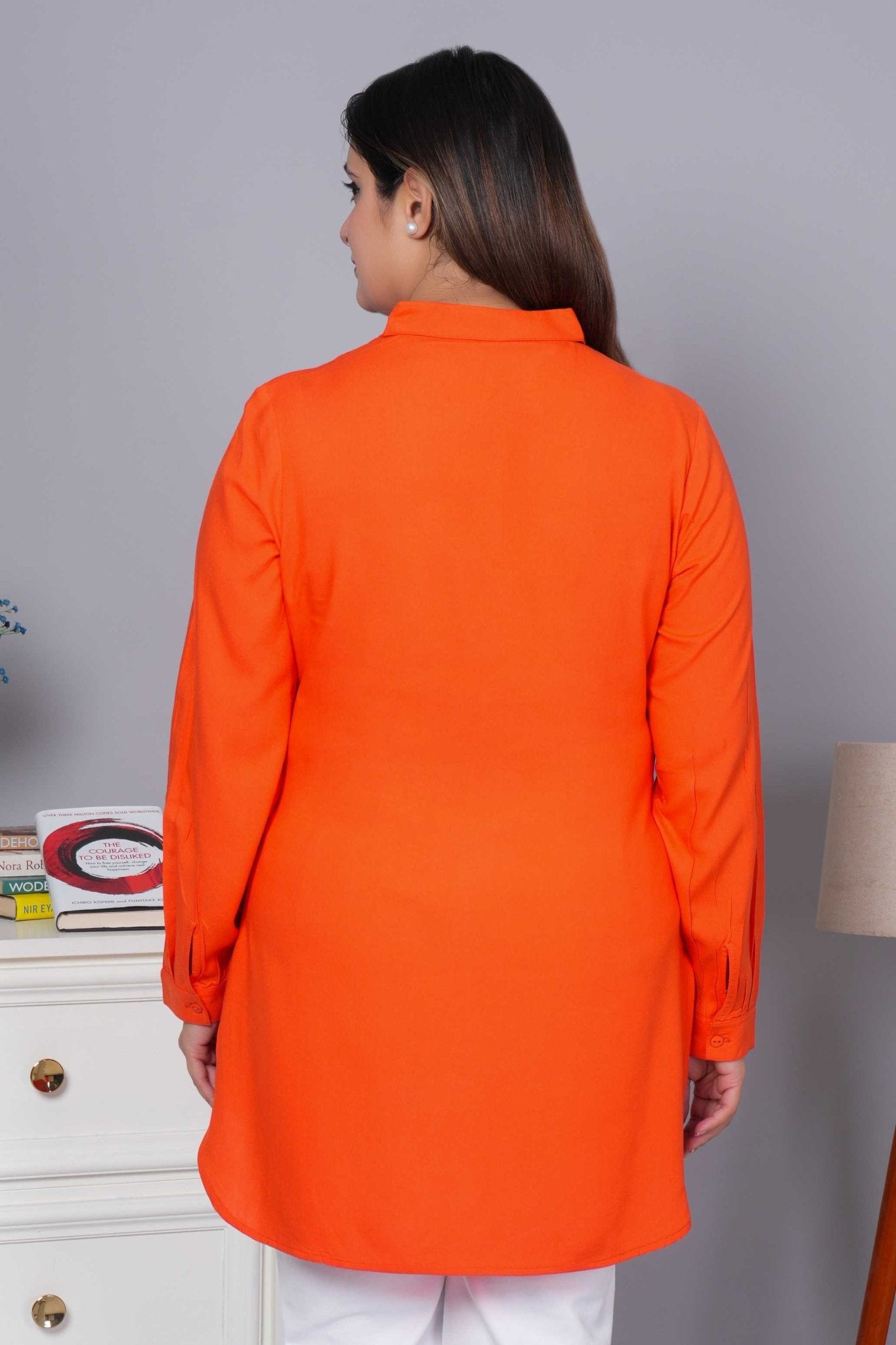 Spicy Orange Longline Shirt [ 100% Rayon, Liva Certified ] - Long line shirt