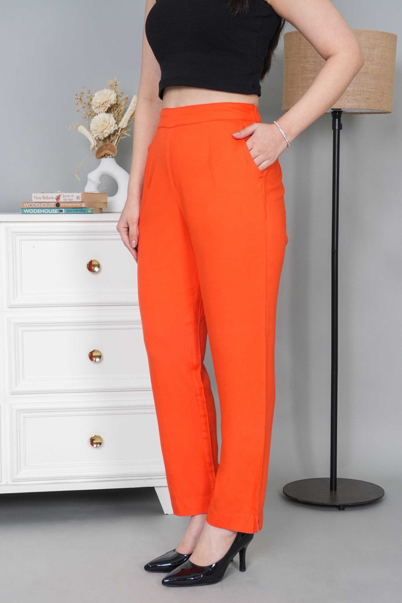 Spicy orange rayon pant [ 100% Rayon, Liva Certified ] - Rayon pants