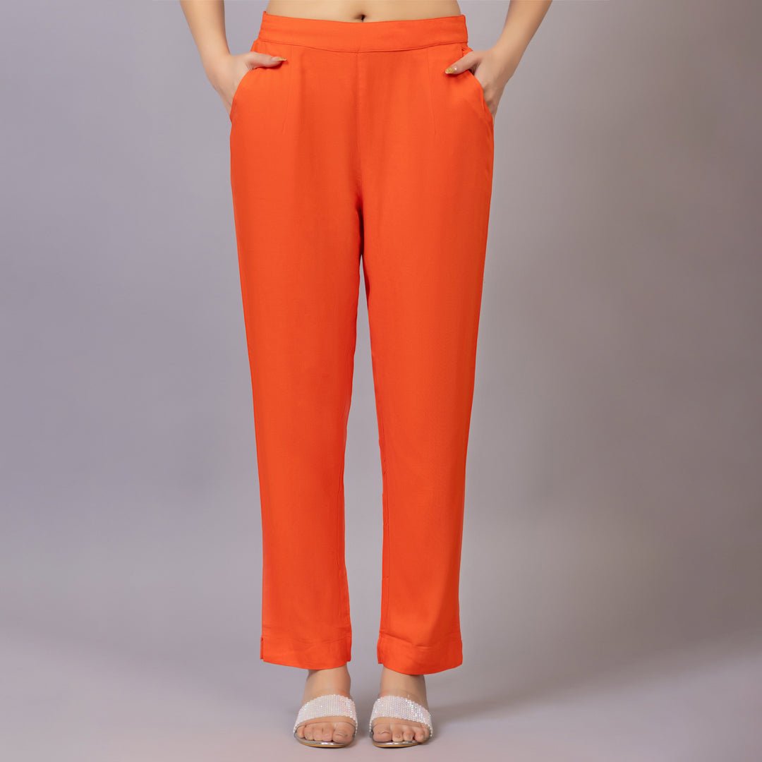 Spicy orange rayon pant [ 100% Rayon, Liva Certified ] - Rayon pants