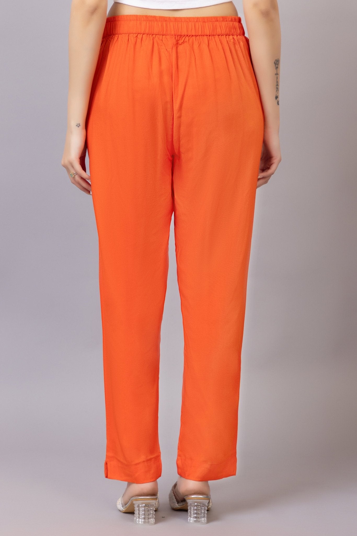 Spicy orange rayon pant [ 100% Rayon, Liva Certified ] - Rayon pants