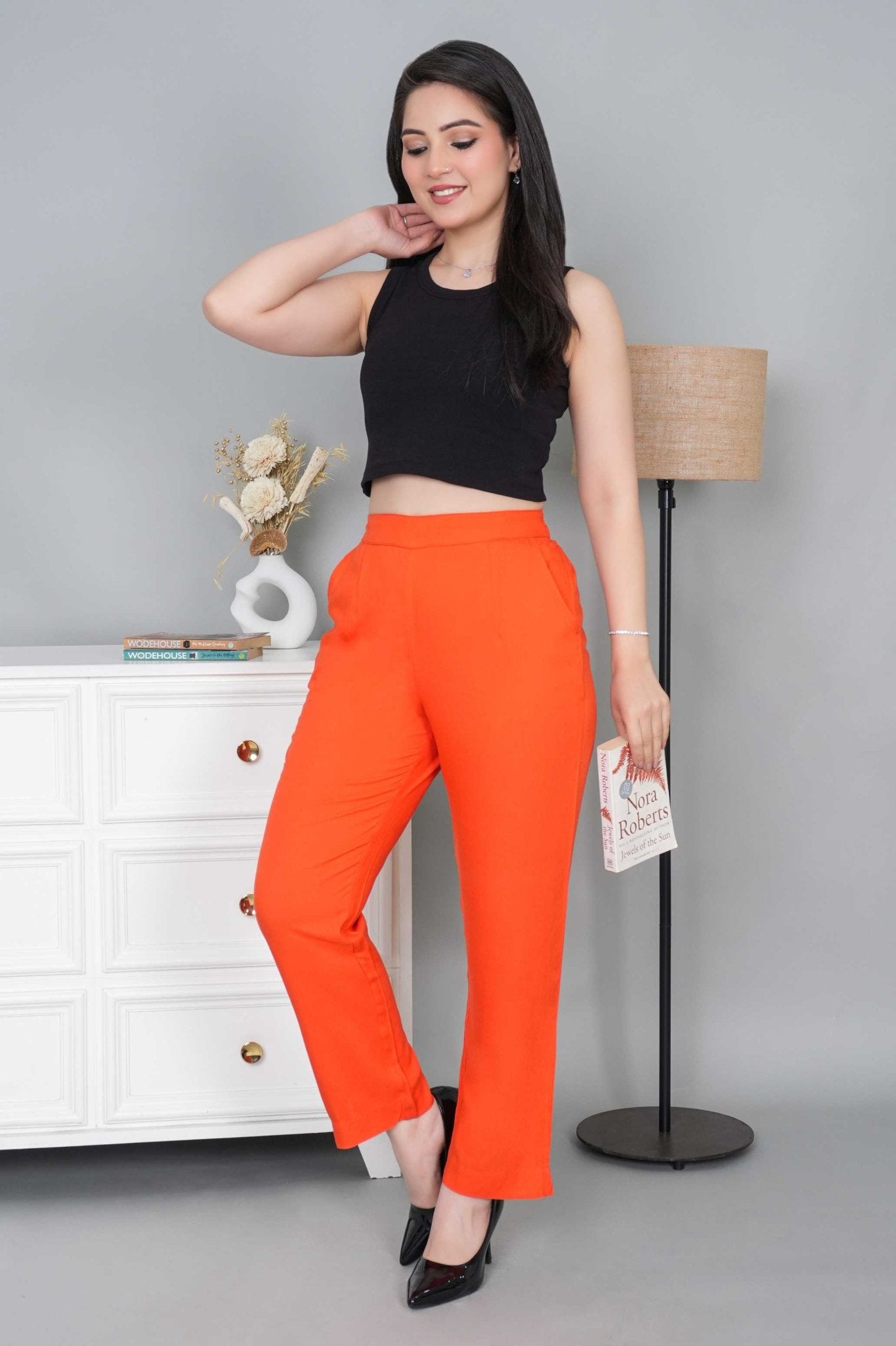 Spicy orange rayon pant [ 100% Rayon, Liva Certified ] - Rayon pants