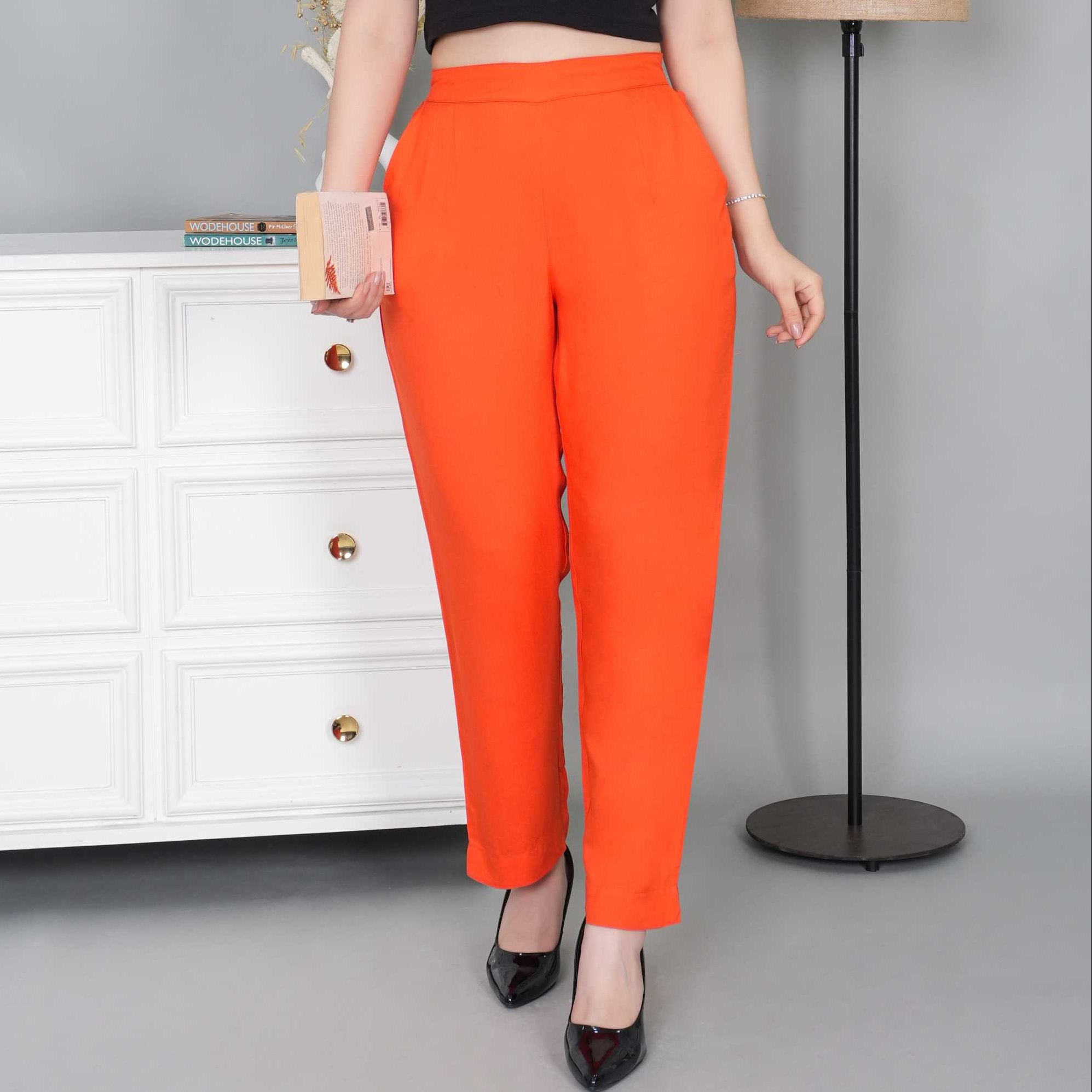 Spicy orange rayon pant [ 100% Rayon, Liva Certified ] - Rayon pants