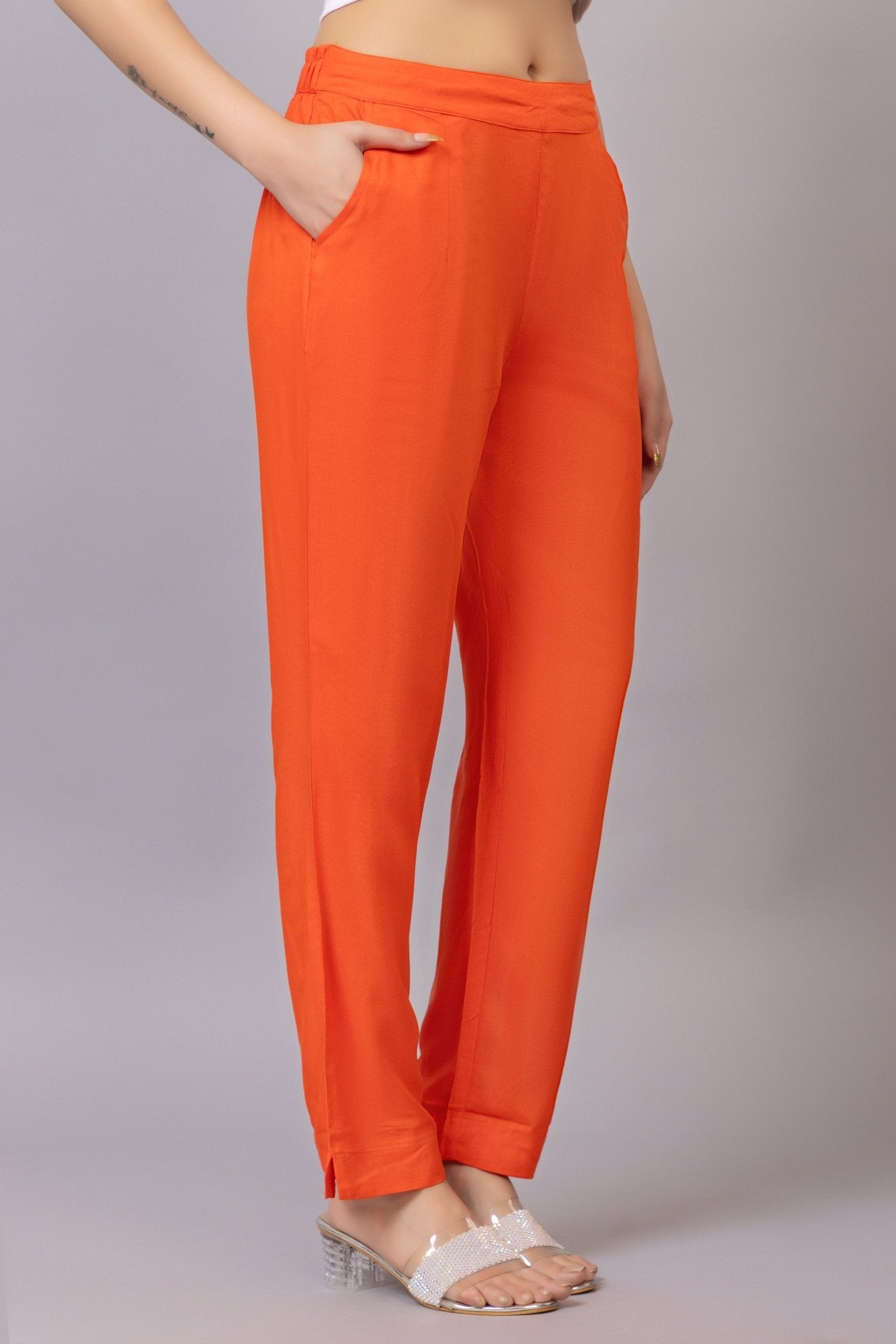 Spicy orange rayon pant [ 100% Rayon, Liva Certified ] - Rayon pants