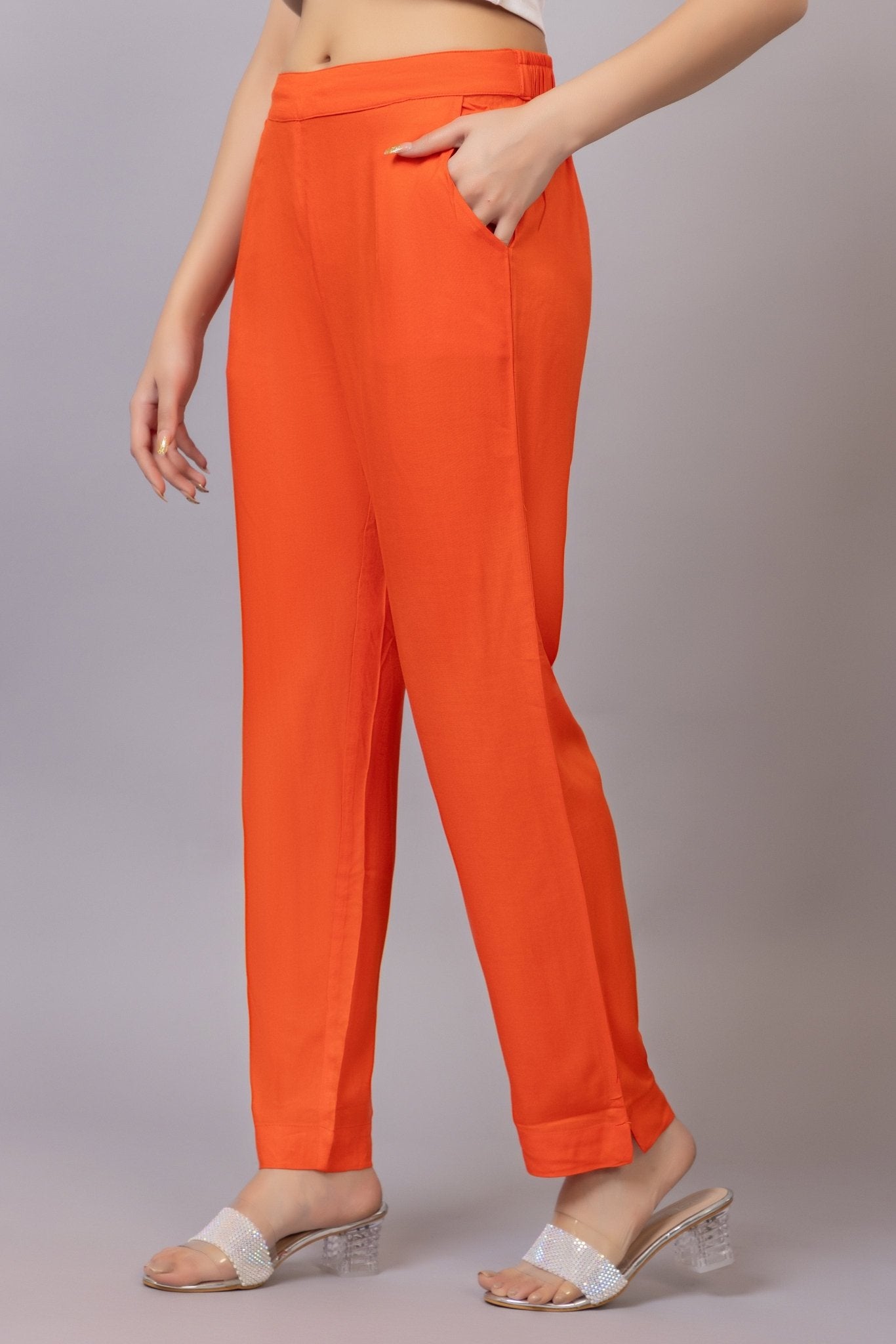 Spicy orange rayon pant [ 100% Rayon, Liva Certified ] - Rayon pants