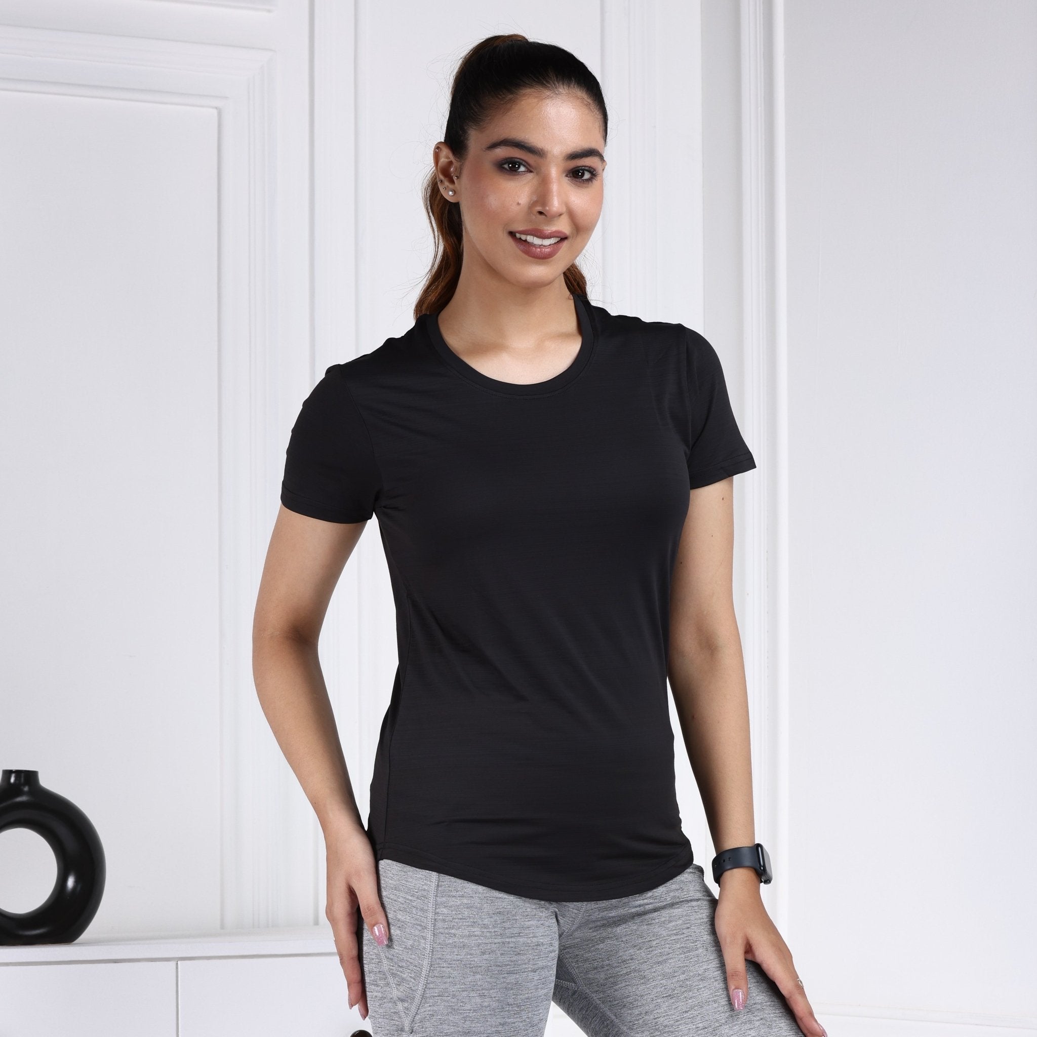 Stretchable Yoga Active T Shirt [Pack of 3 at just 1499] - Dark green active t shirt