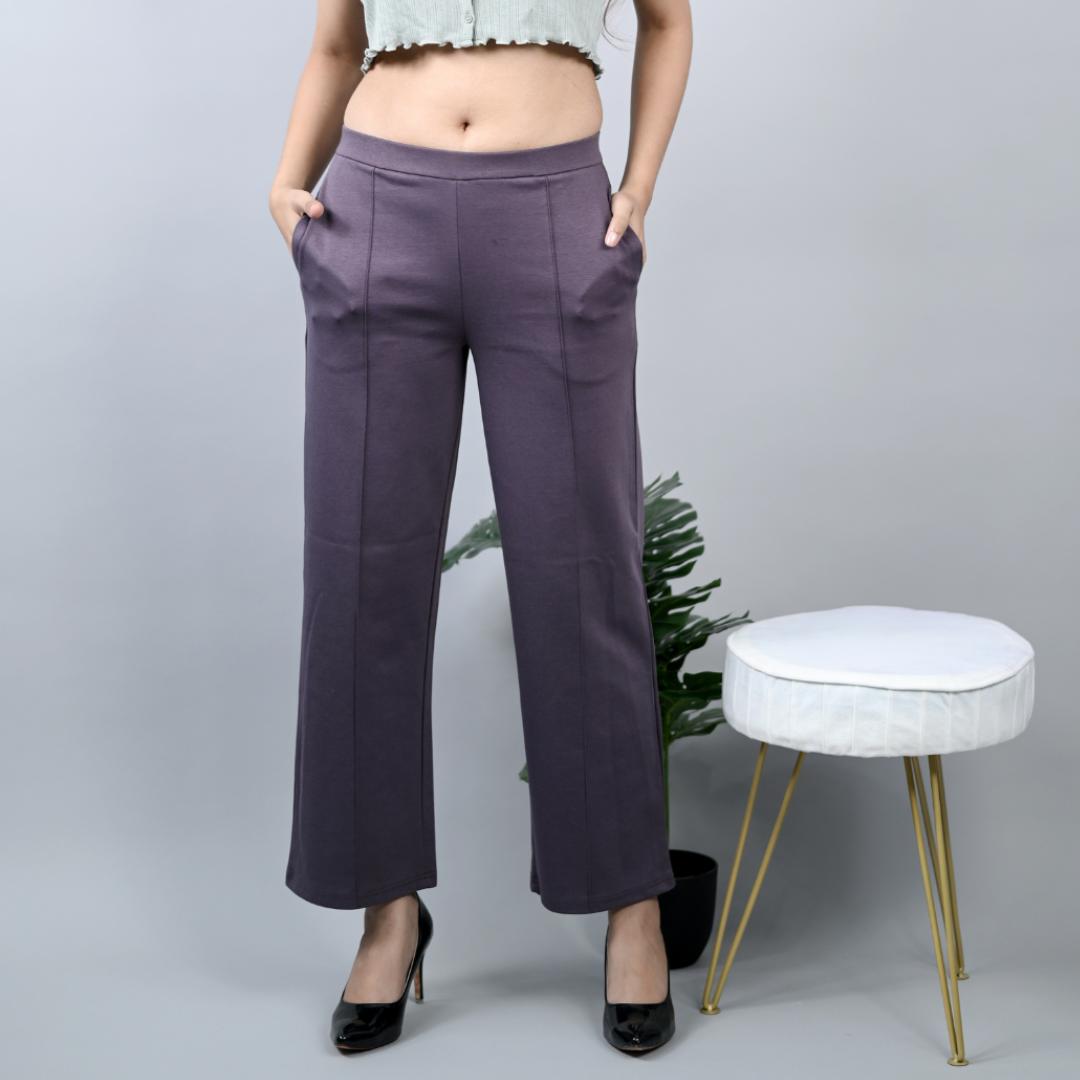 Sweet grape stretchable biowash USA HQ cotton extra flare fit pant with superior elastic belt. - Milano extra flare fit pants