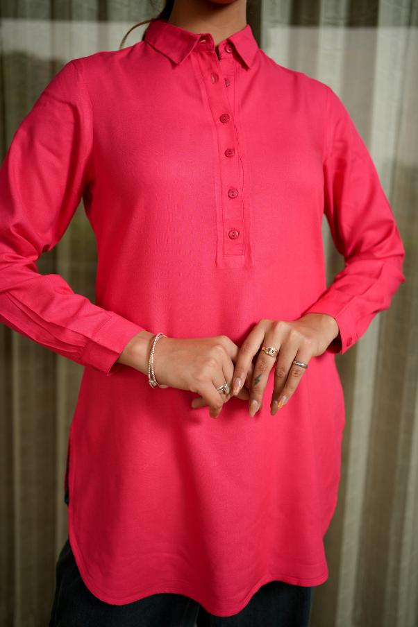 Tea Berry Longline Shirt [ 100% Rayon, Liva Certified ] - Long line shirt