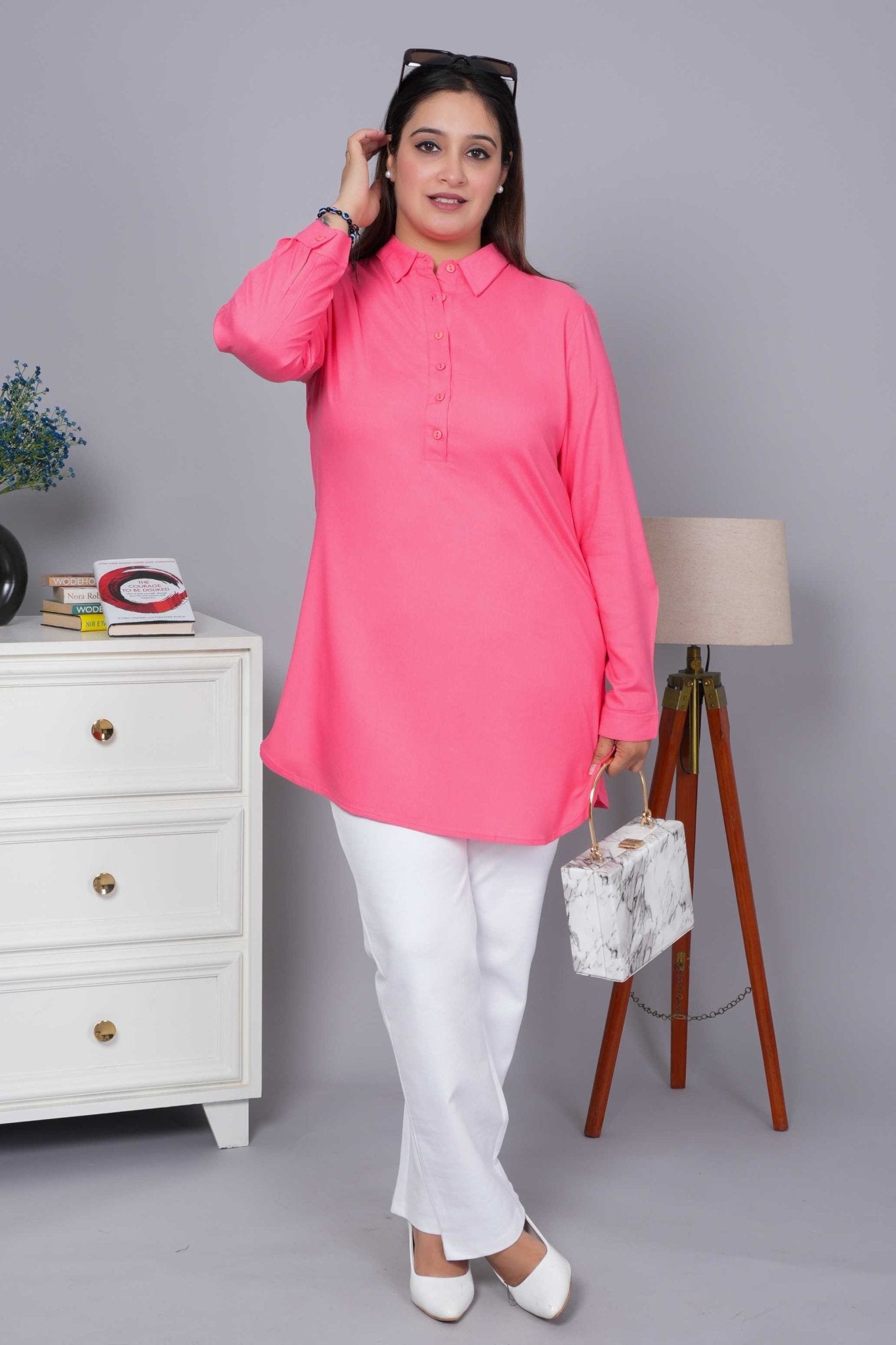 Tea Berry Longline Shirt [ 100% Rayon, Liva Certified ] - Long line shirt