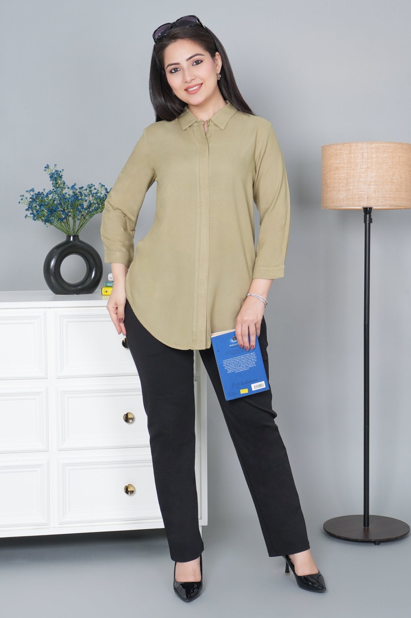 Tea leaf long hemline shirt [ 100% Rayon, Liva Certified ] - Long hemline shirt
