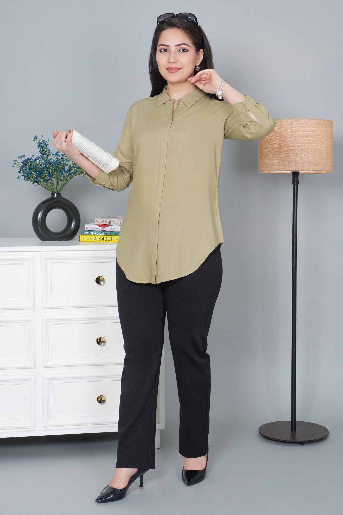 Tea leaf long hemline shirt [ 100% Rayon, Liva Certified ] - Long hemline shirt