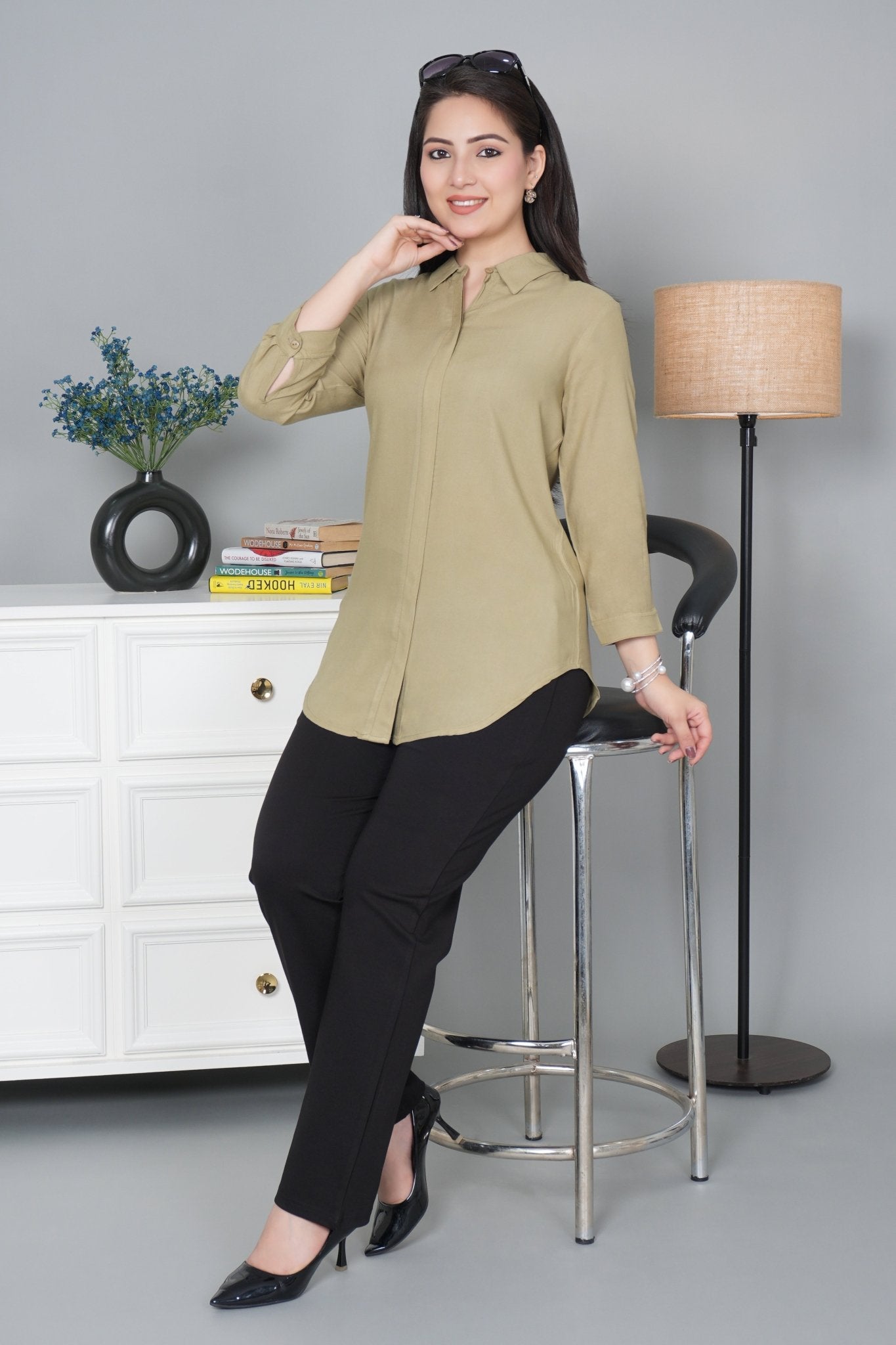 Tea leaf long hemline shirt [ 100% Rayon, Liva Certified ] - Long hemline shirt