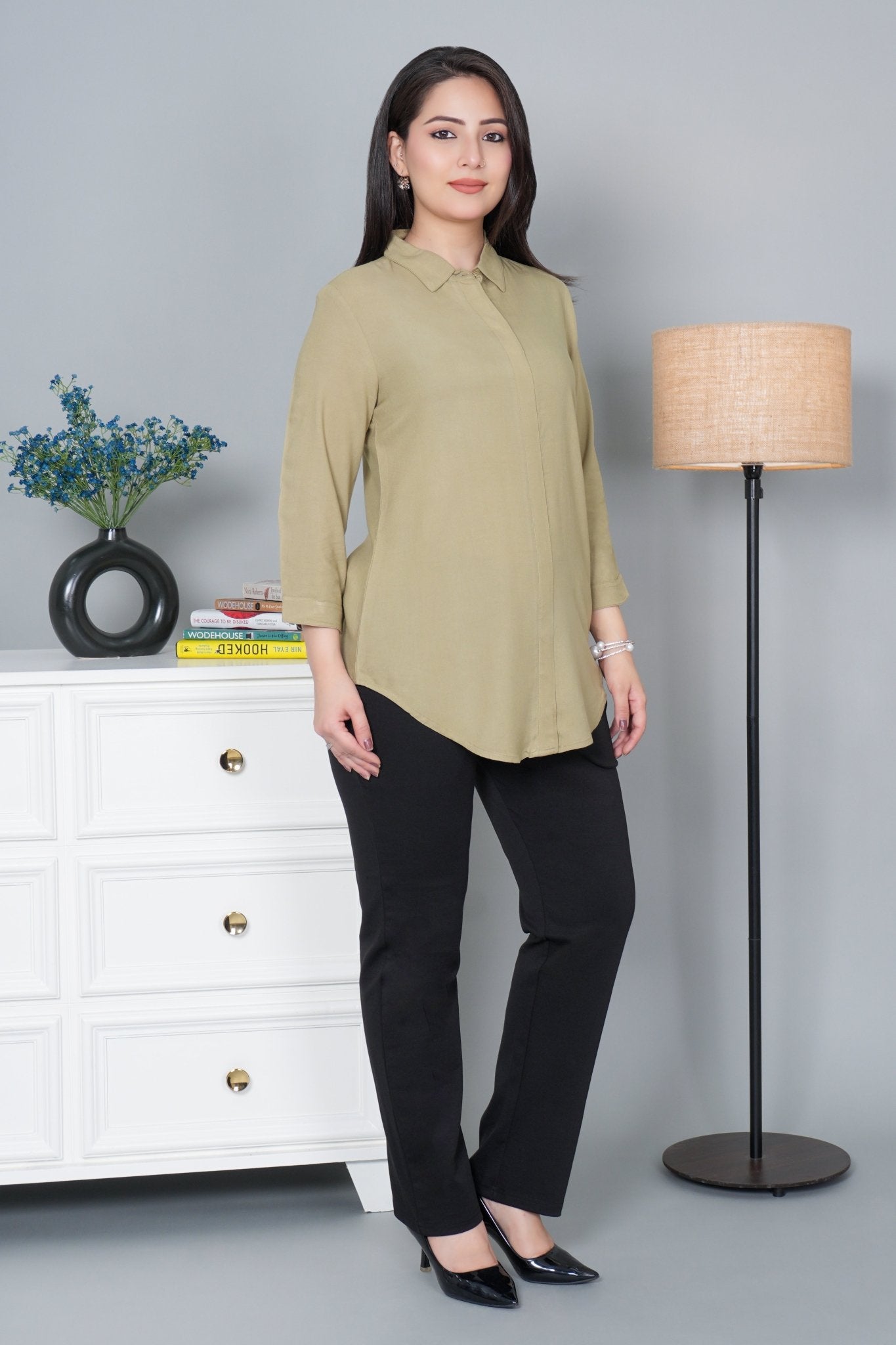 Tea leaf long hemline shirt [ 100% Rayon, Liva Certified ] - Long hemline shirt
