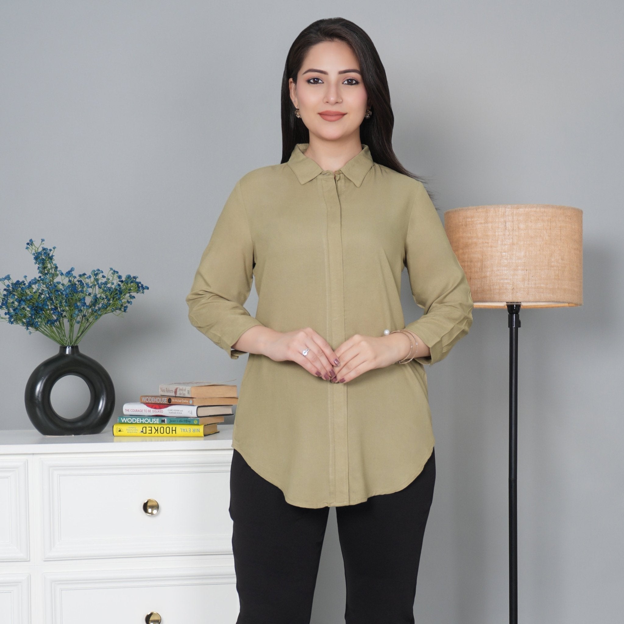 Tea leaf long hemline shirt [ 100% Rayon, Liva Certified ] - Long hemline shirt