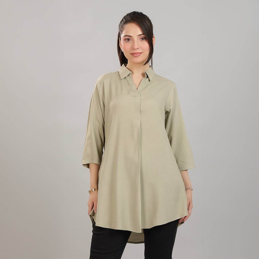 Tea leaf rayon flare top [ 100% Rayon, Liva Certified ] -Rayon flare top